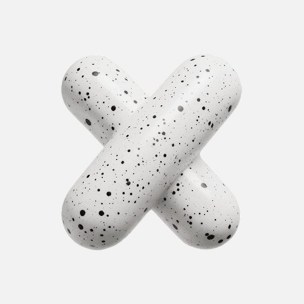 3D speckled white crossed cylinder abstract shape