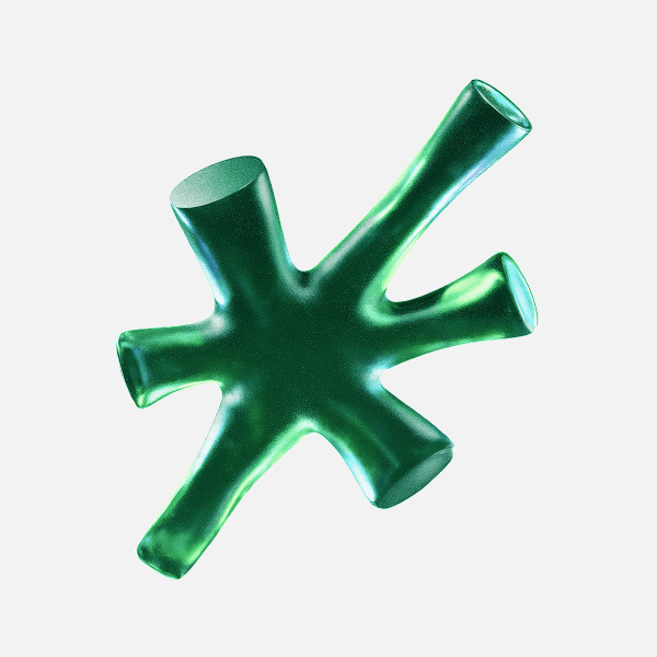 3D glossy green asterisk-like abstract shape