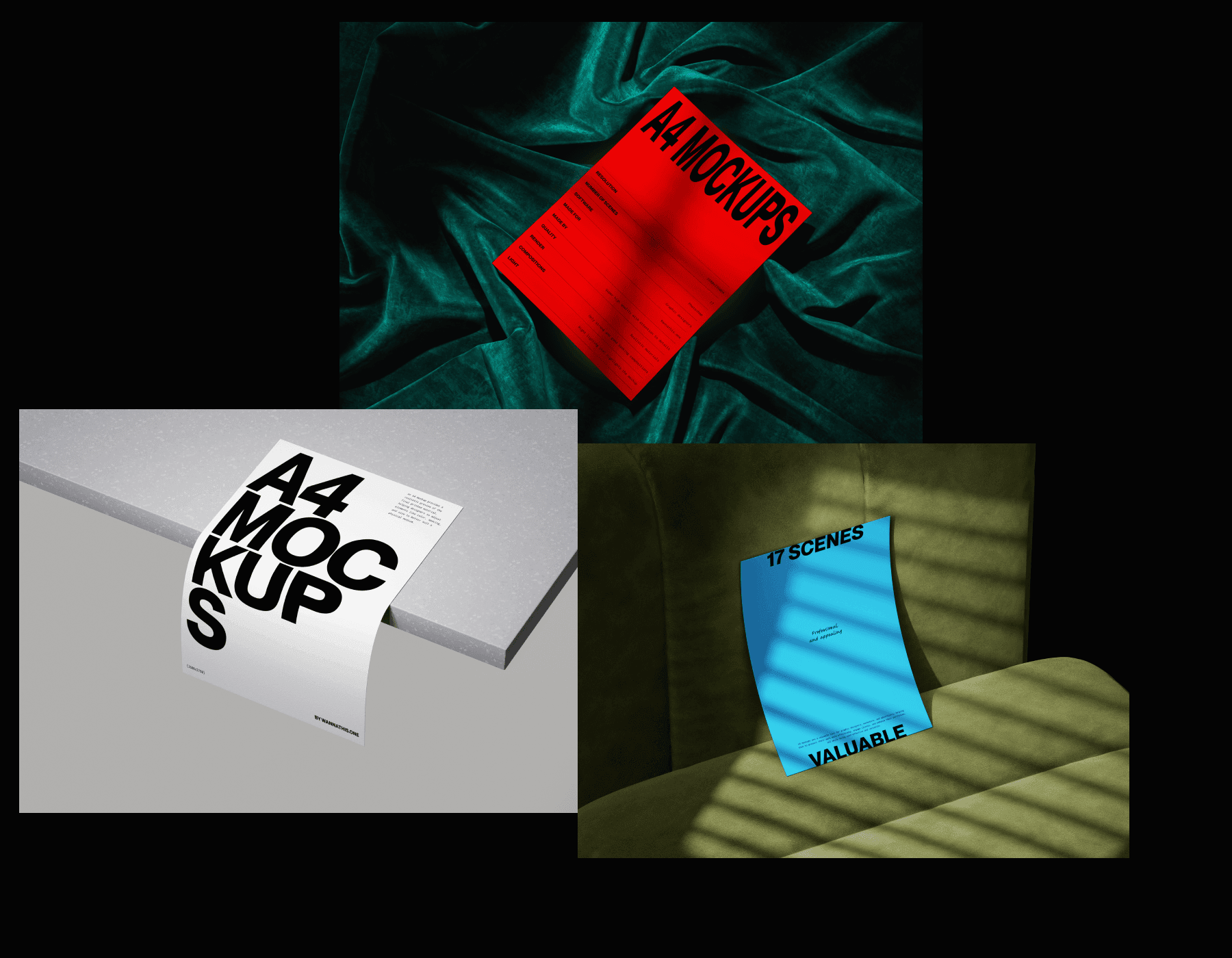 A4 paper mockups for design presentations