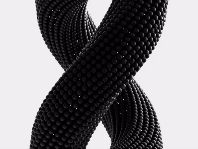 Abstract crossed structure made from small particles in 3D space