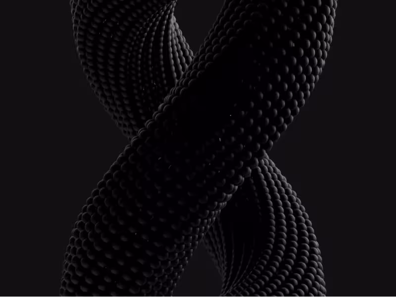 3D particle ribbon forming a dense flowing abstract shape