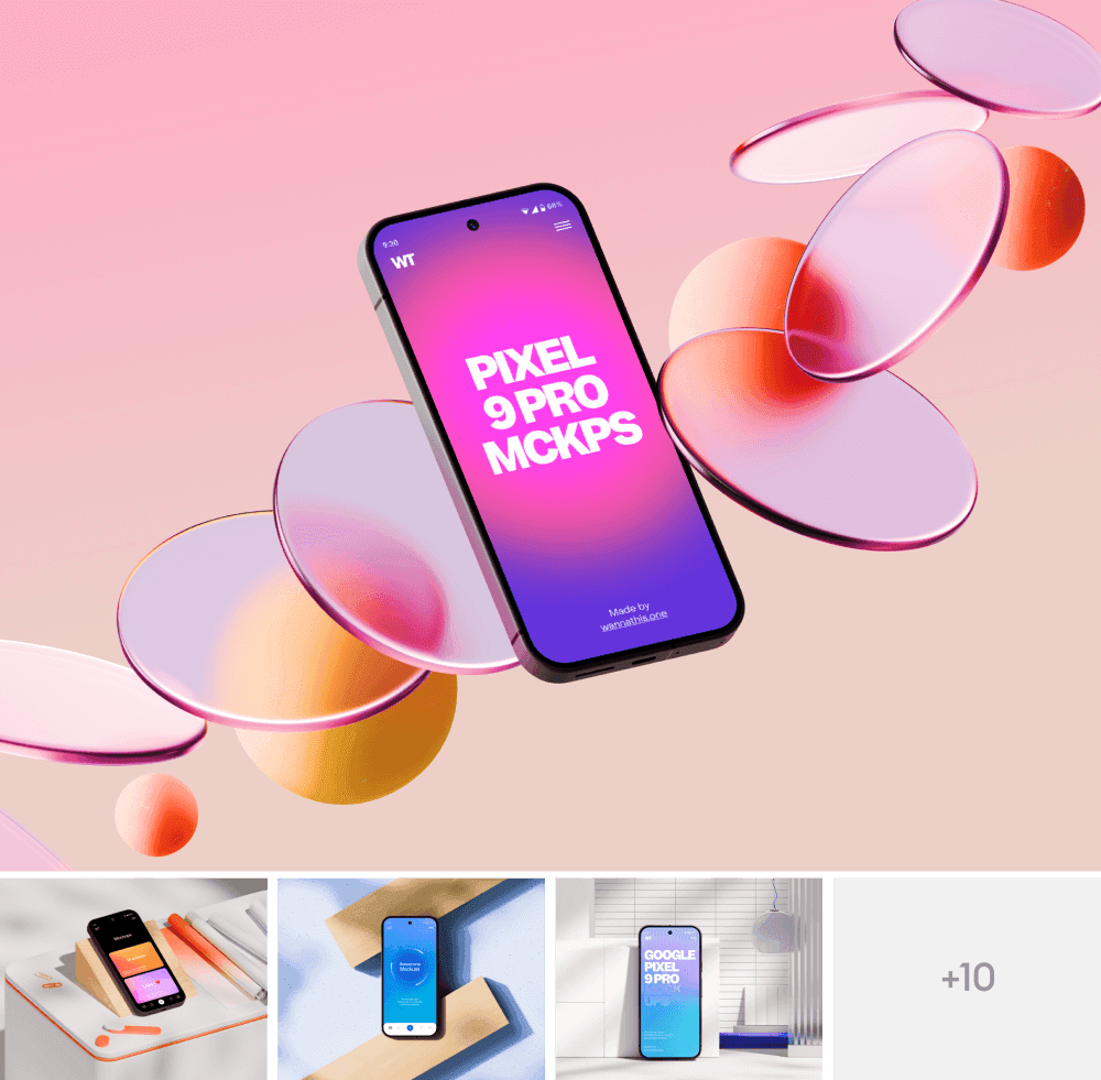 Google Pixel 9 Pro mockups for design projects