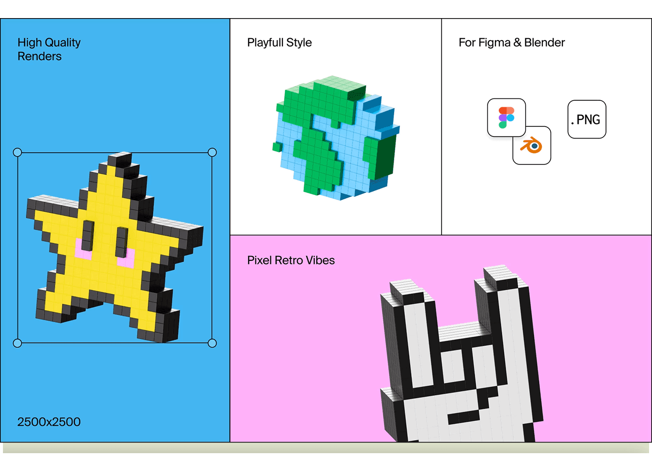 Pixel retro 3D icons inspired by early internet and arcade aesthetics nostalgic visual branding style