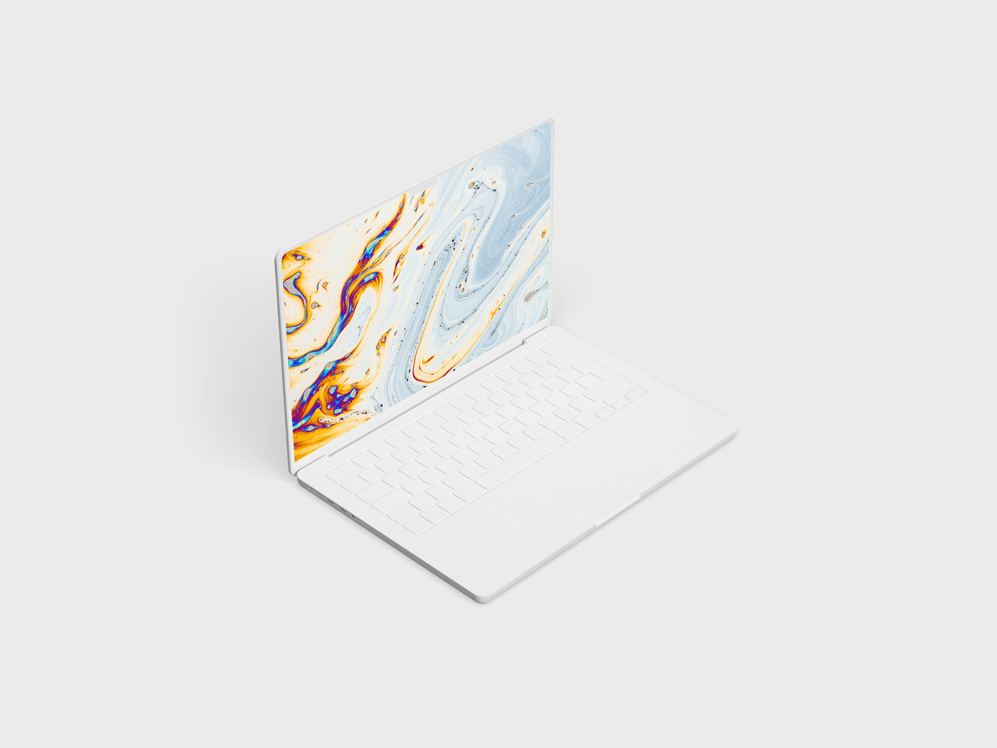 Side view of a MacBook Pro, highlighting its slim design and display.