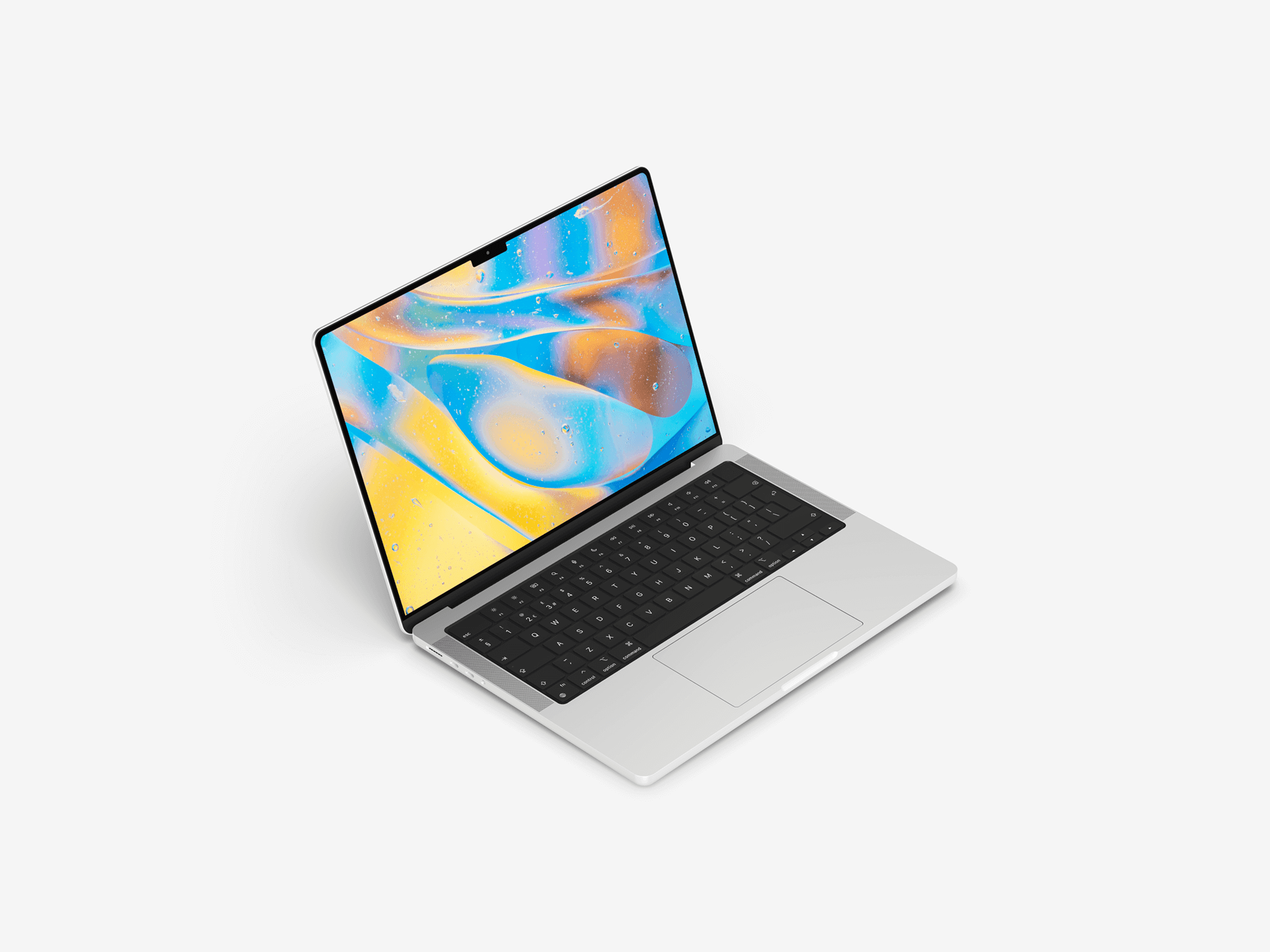 A side-angle view of a MacBook Pro, showcasing the thin profile and ports.