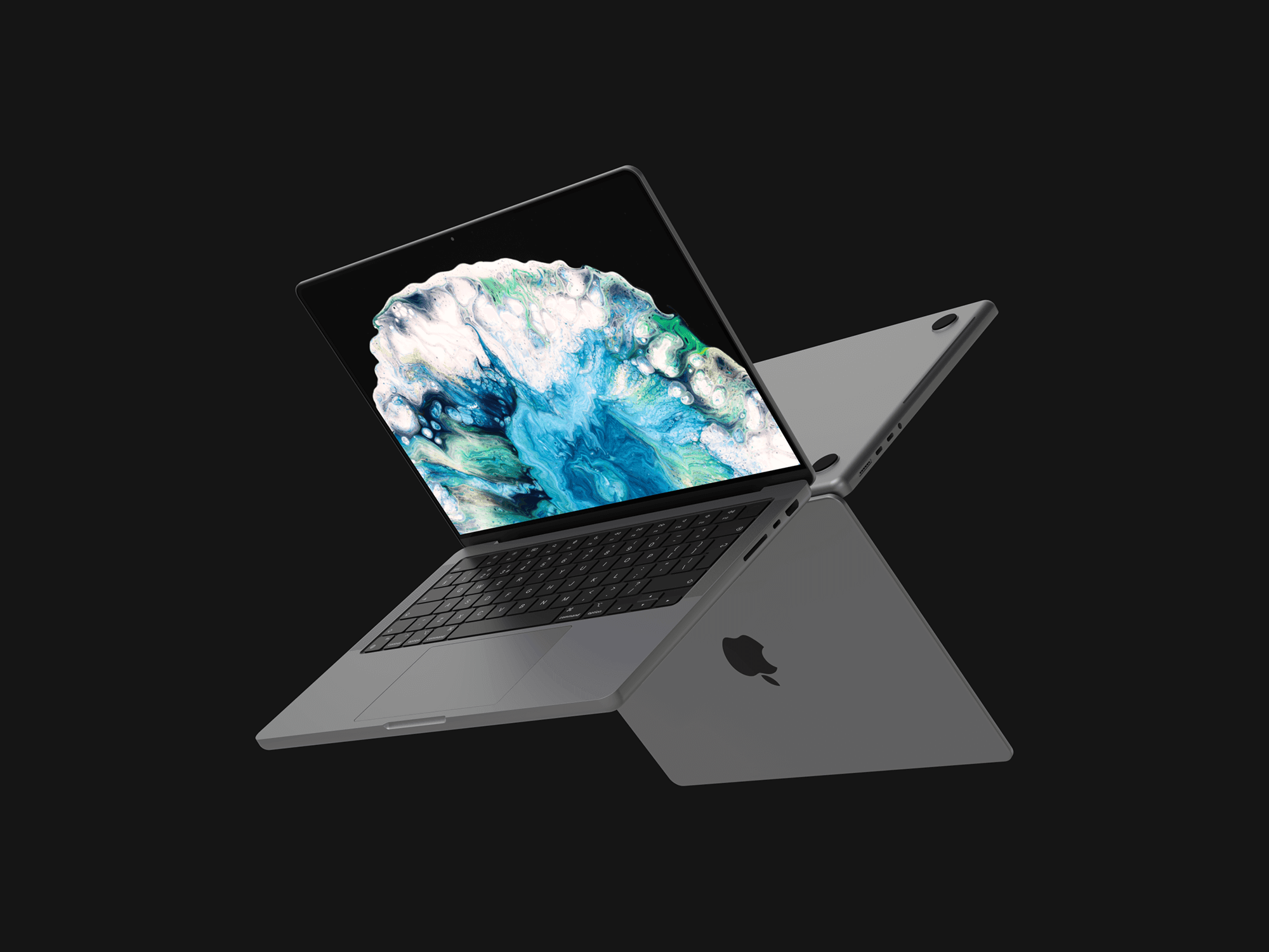 MacBook Pro mockup with screen fully open