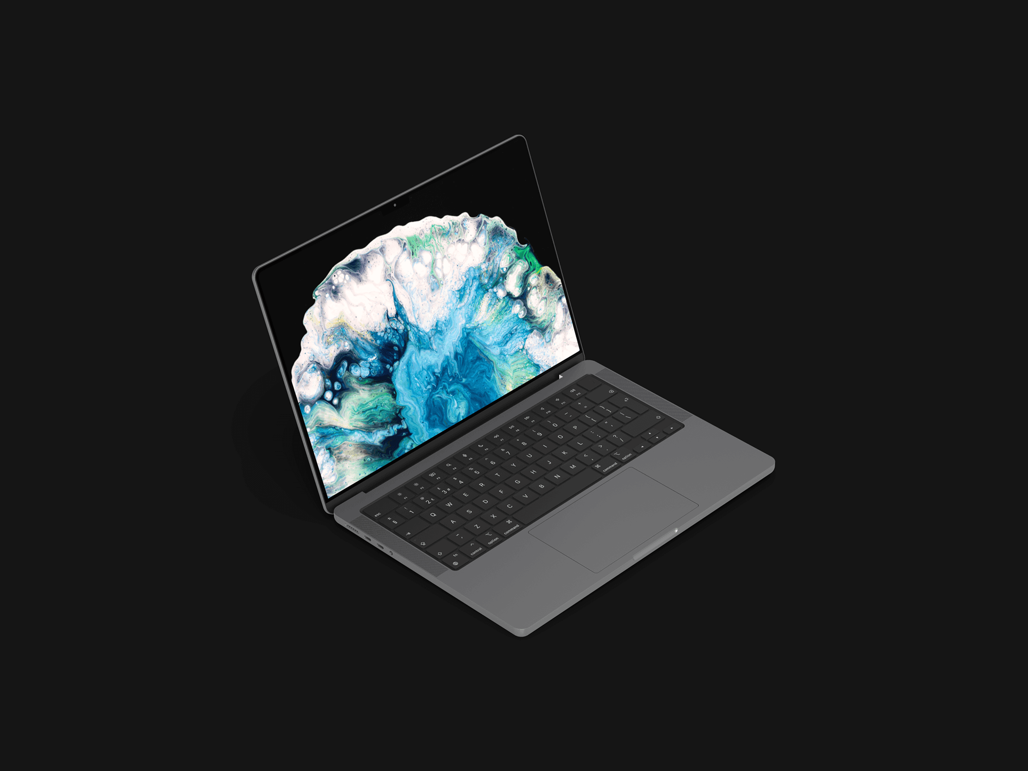 Floating MacBook Pro mockup with sleek design