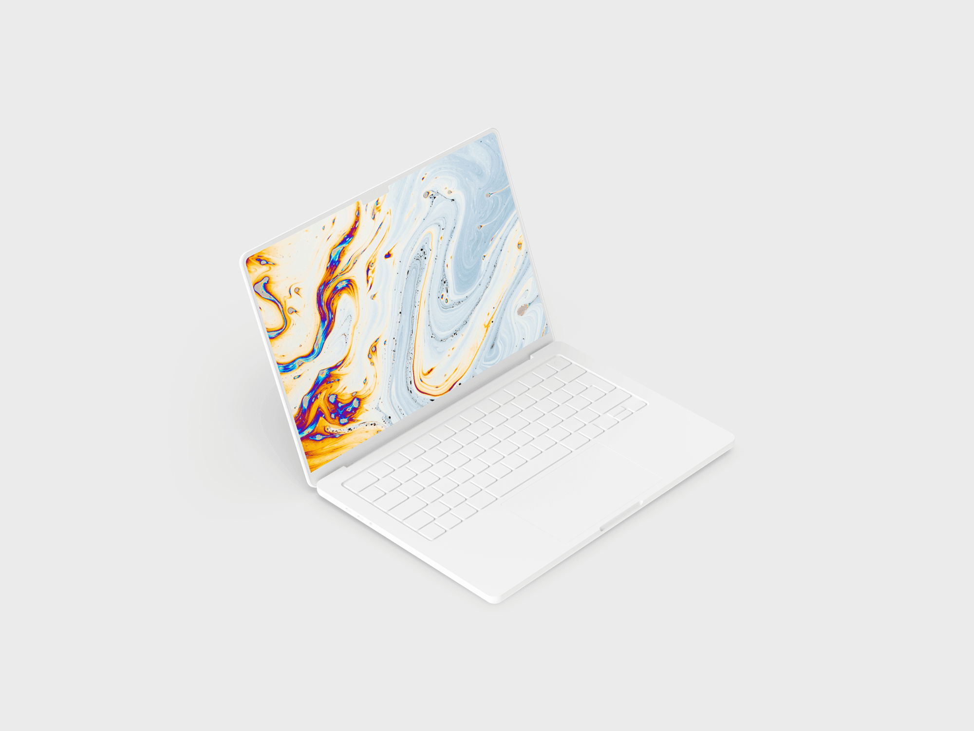 Minimal white MacBook Pro in an artistic double exposure effect.