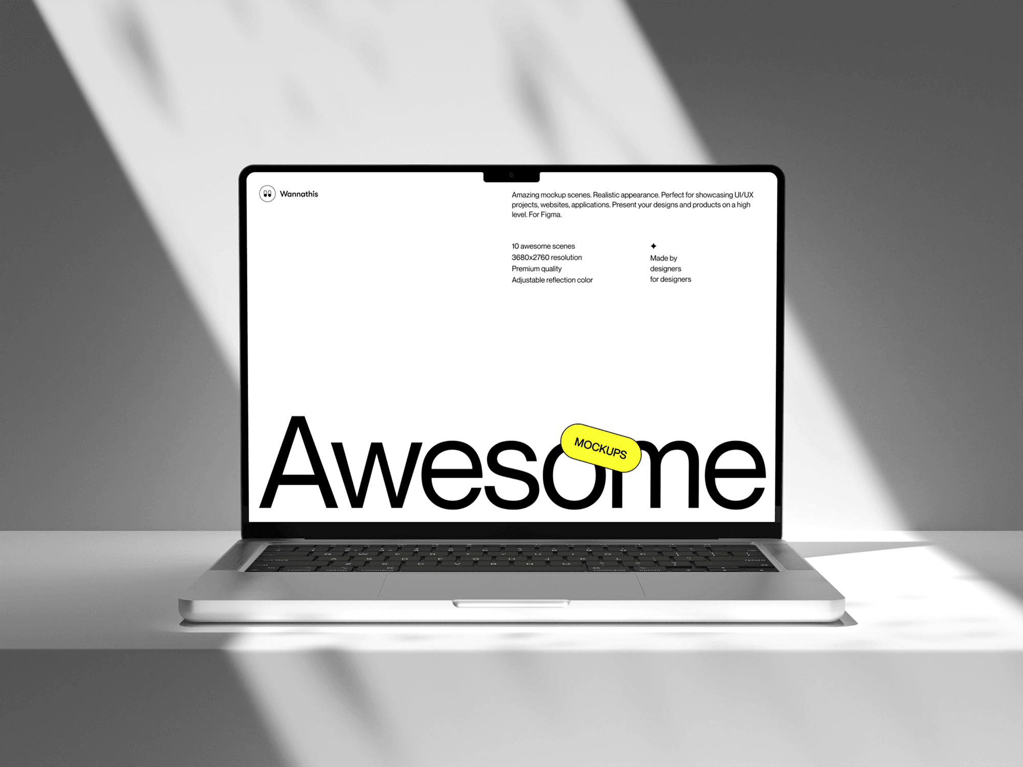 MacBook Pro mockup in a sunlit modern workspace