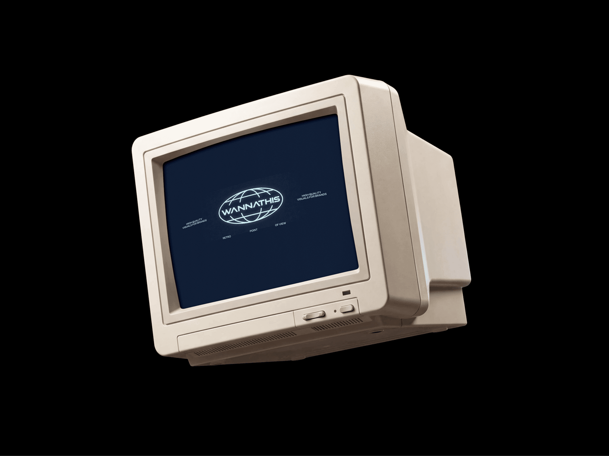 Beige CRT monitor isolated against a plain black backdrop with front controls visible