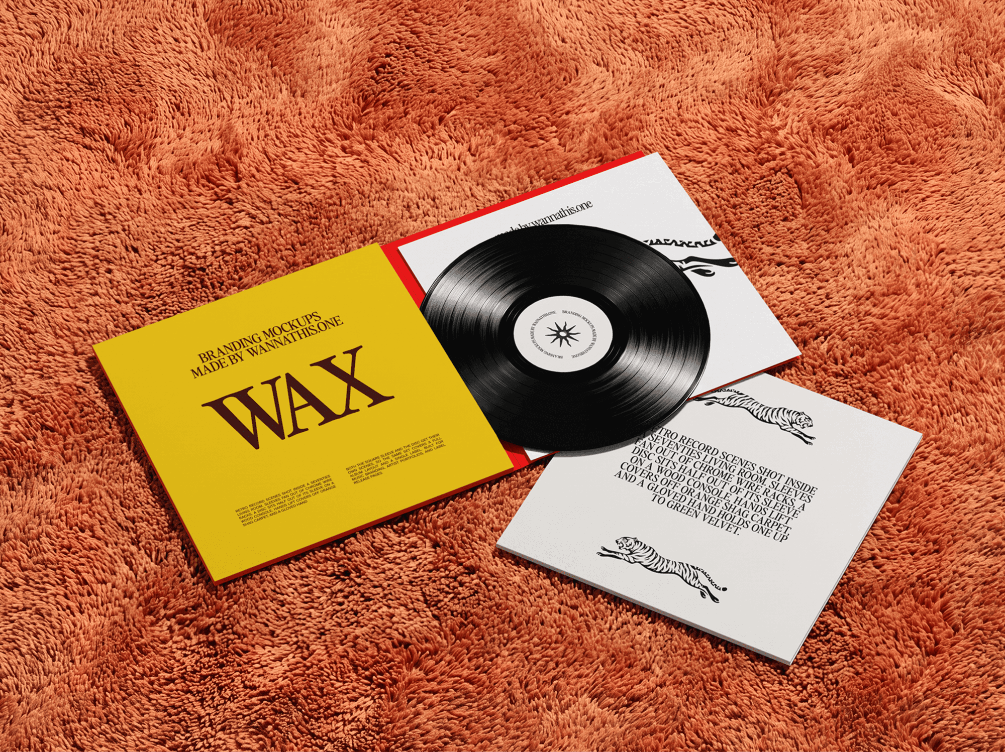 Vinyl record laid out with its sleeve and printed inserts on a soft surface