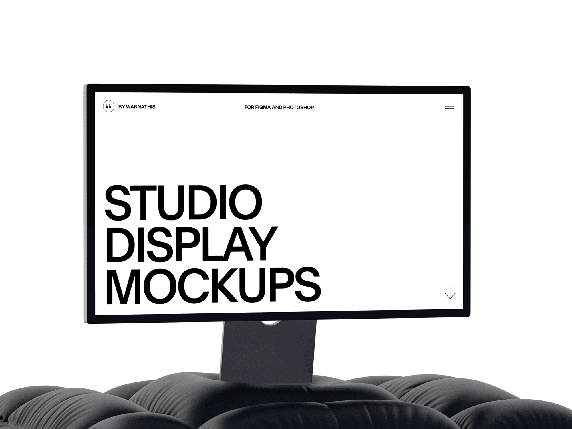 Studio Display mockup resting on soft cushions