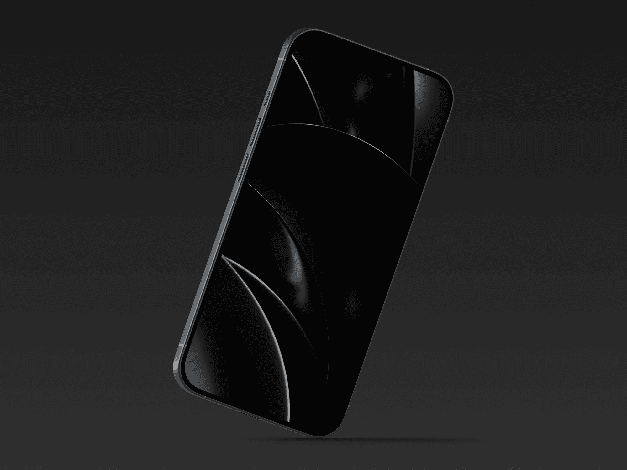 Levitating iPhone 15 Pro in black showing side perspective