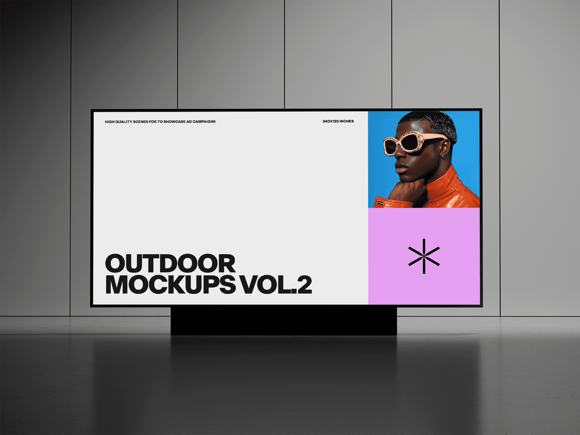 Large digital billboard mockup with a modern display