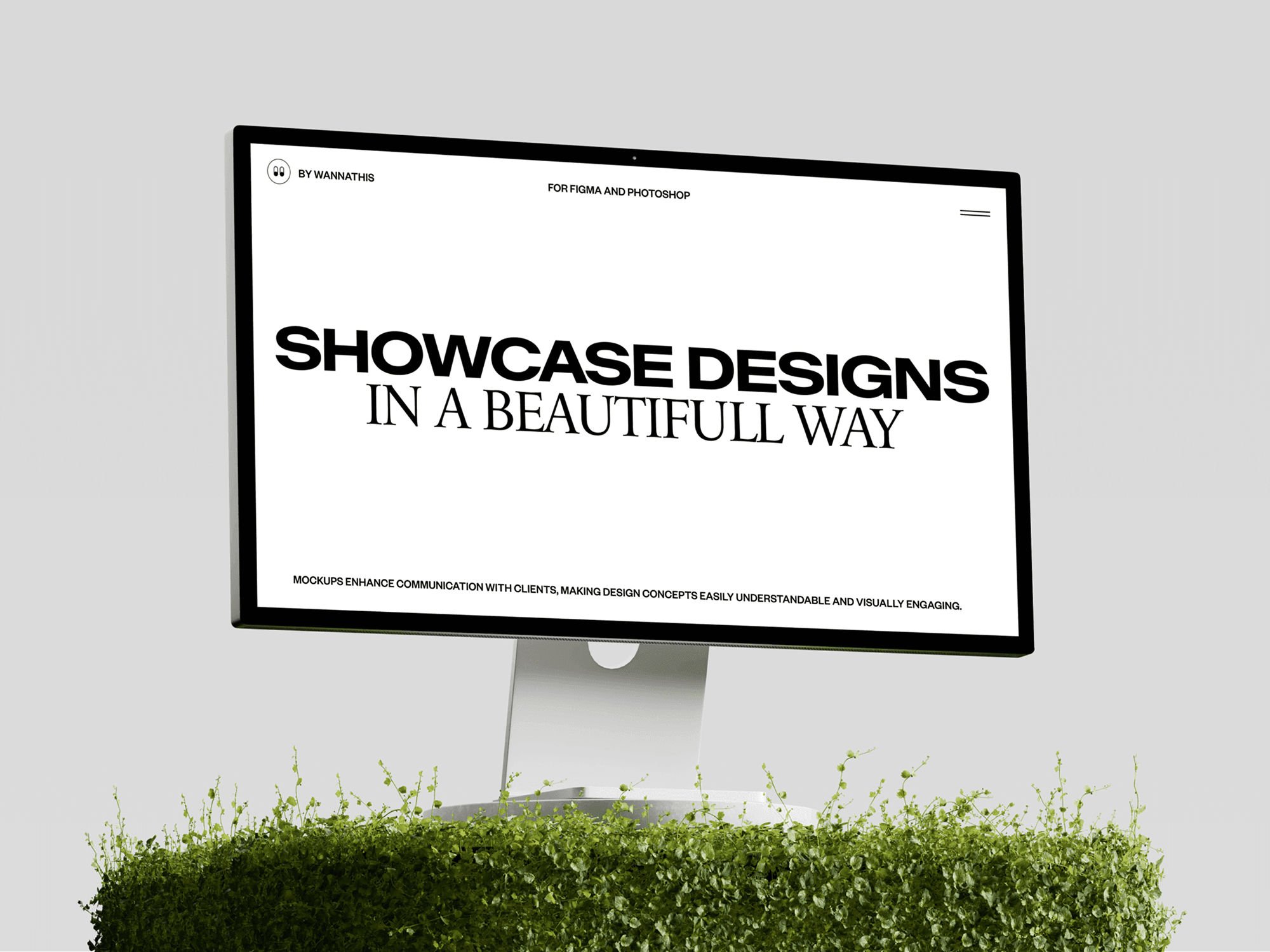 Elegant display mockup with natural moss and greenery