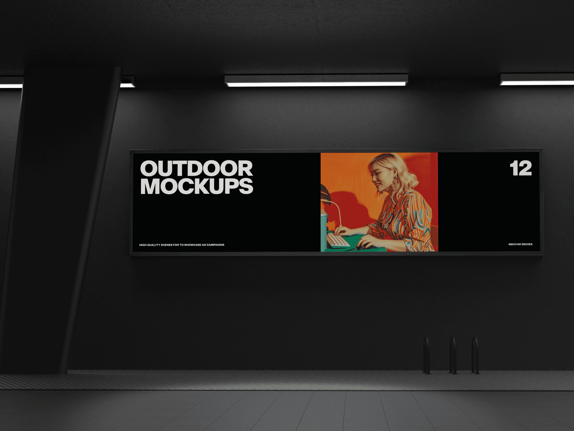 Underground billboard with dark modern design