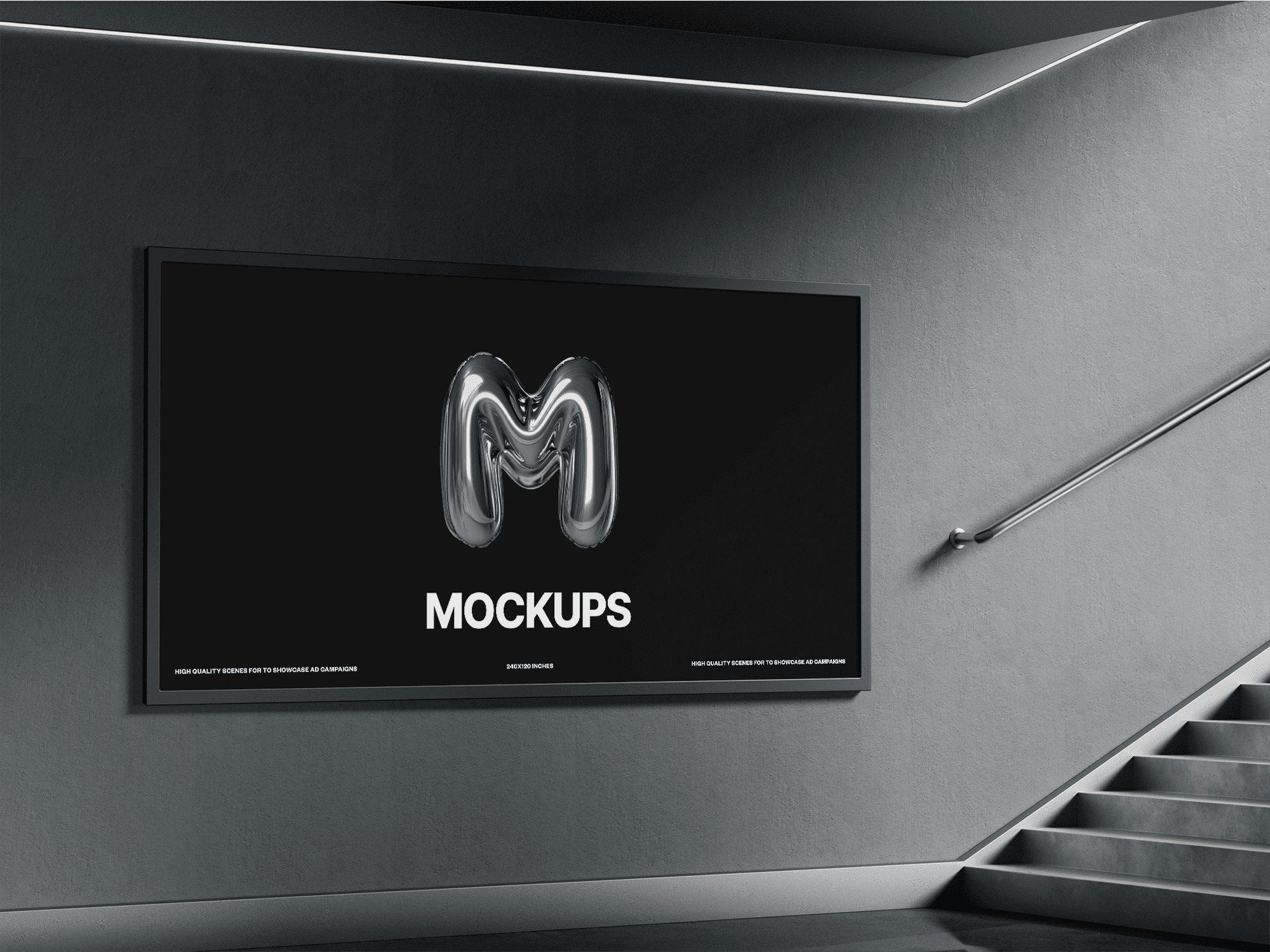 Outdoor billboard mockup in a modern subway station with a bold design.