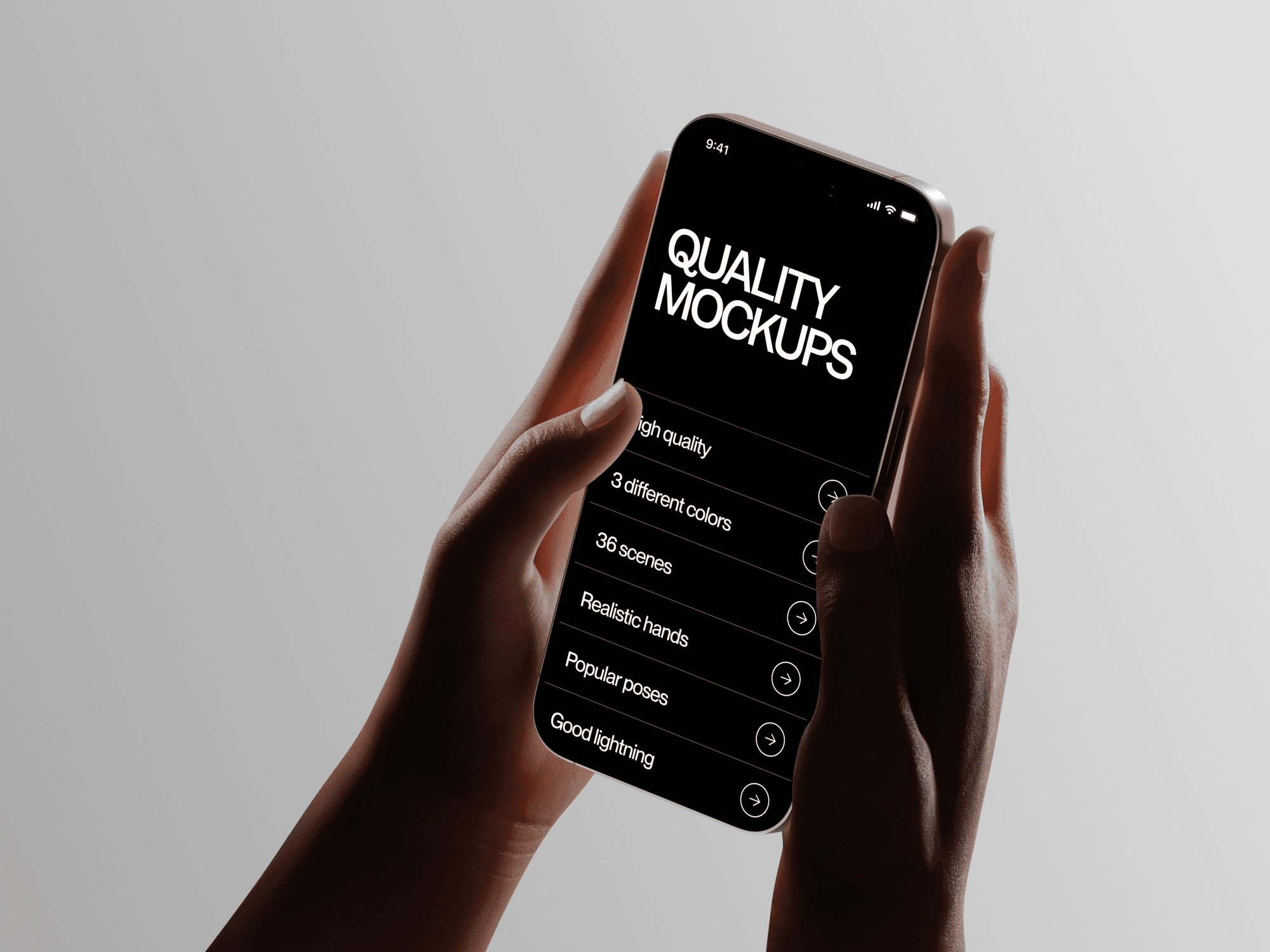 Two hands holding a smartphone in a dark setting