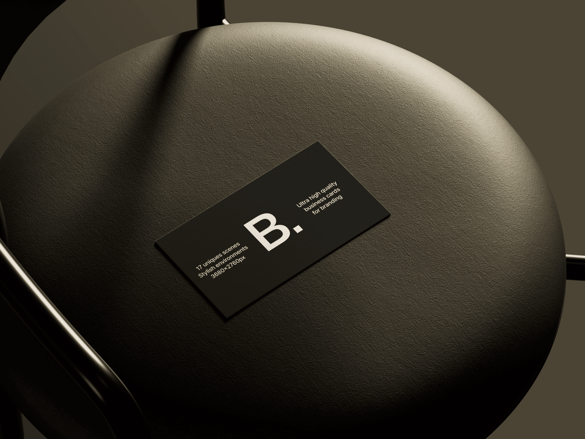 Black business card mockup on round chair