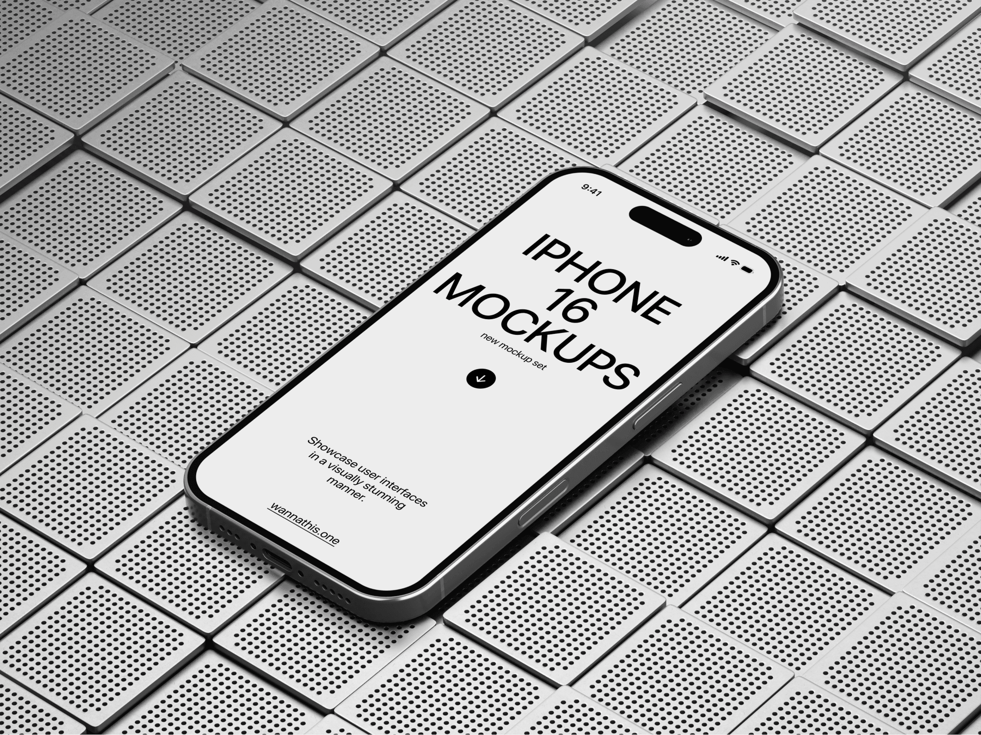 iPhone 16 Pro mockup lying on a detailed patterned surface