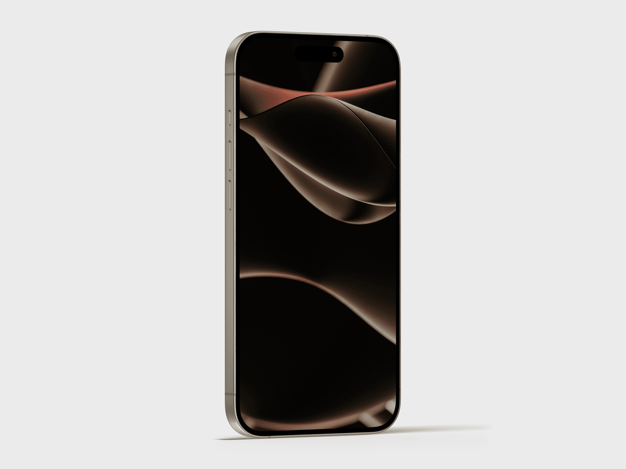 Angled front view of iPhone 15 Pro mockup showcasing its elegant design.