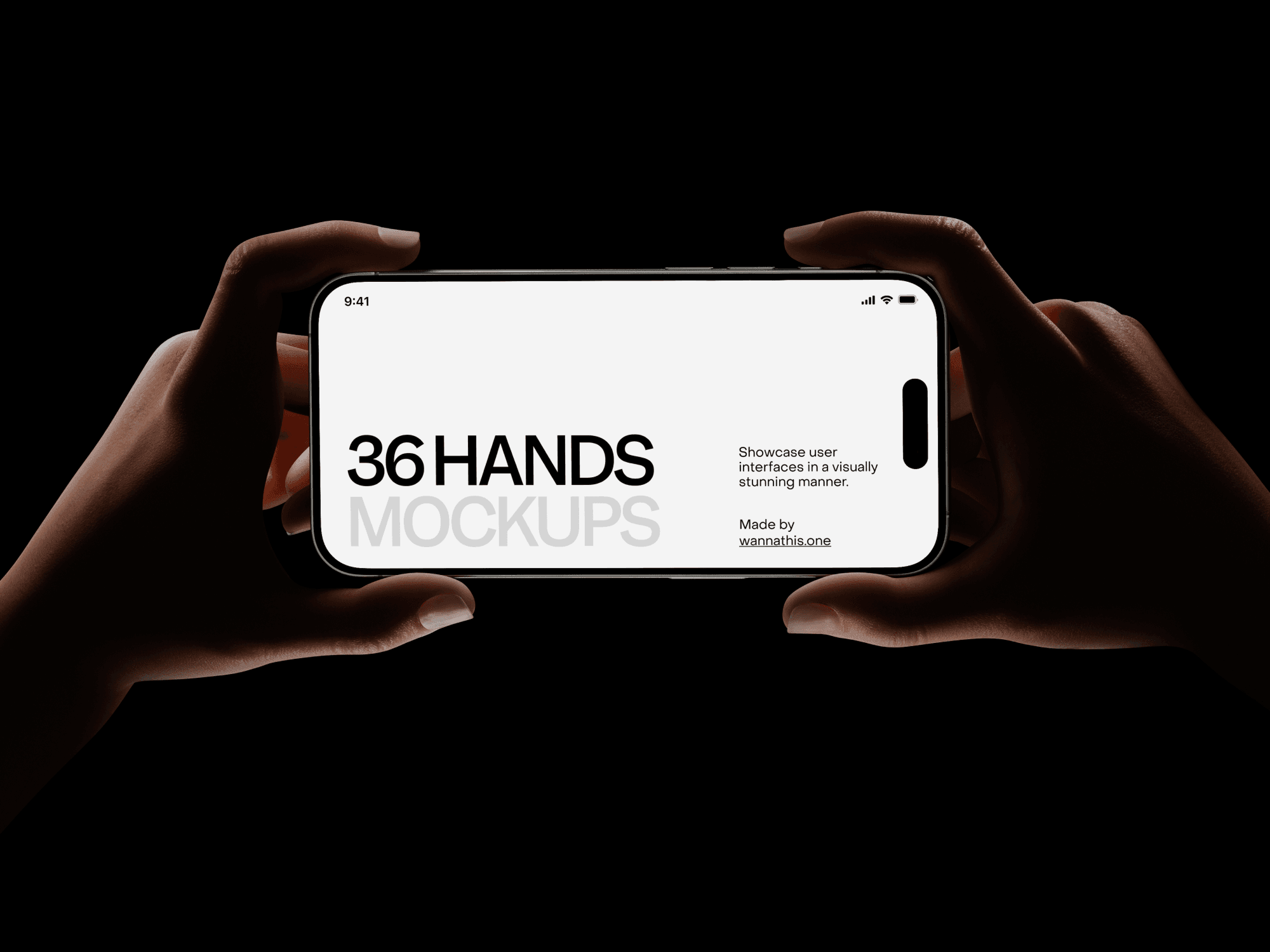 Smartphone being held horizontally by two hands