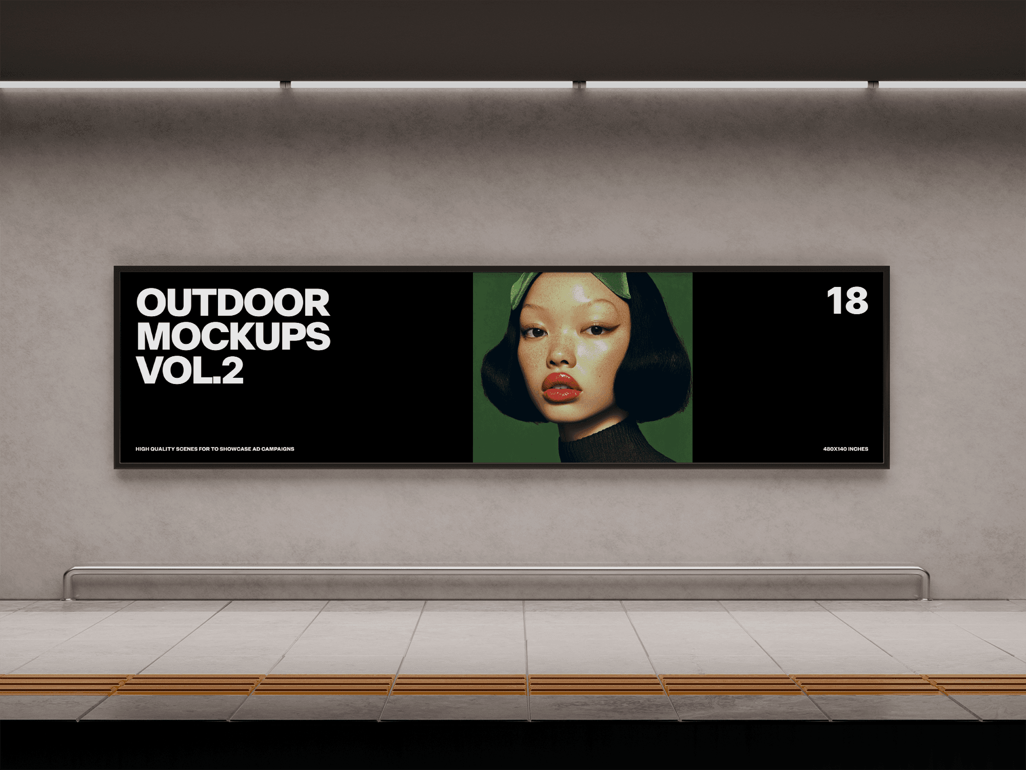 Outdoor billboard mockup on the side of a building under a clear blue sky.