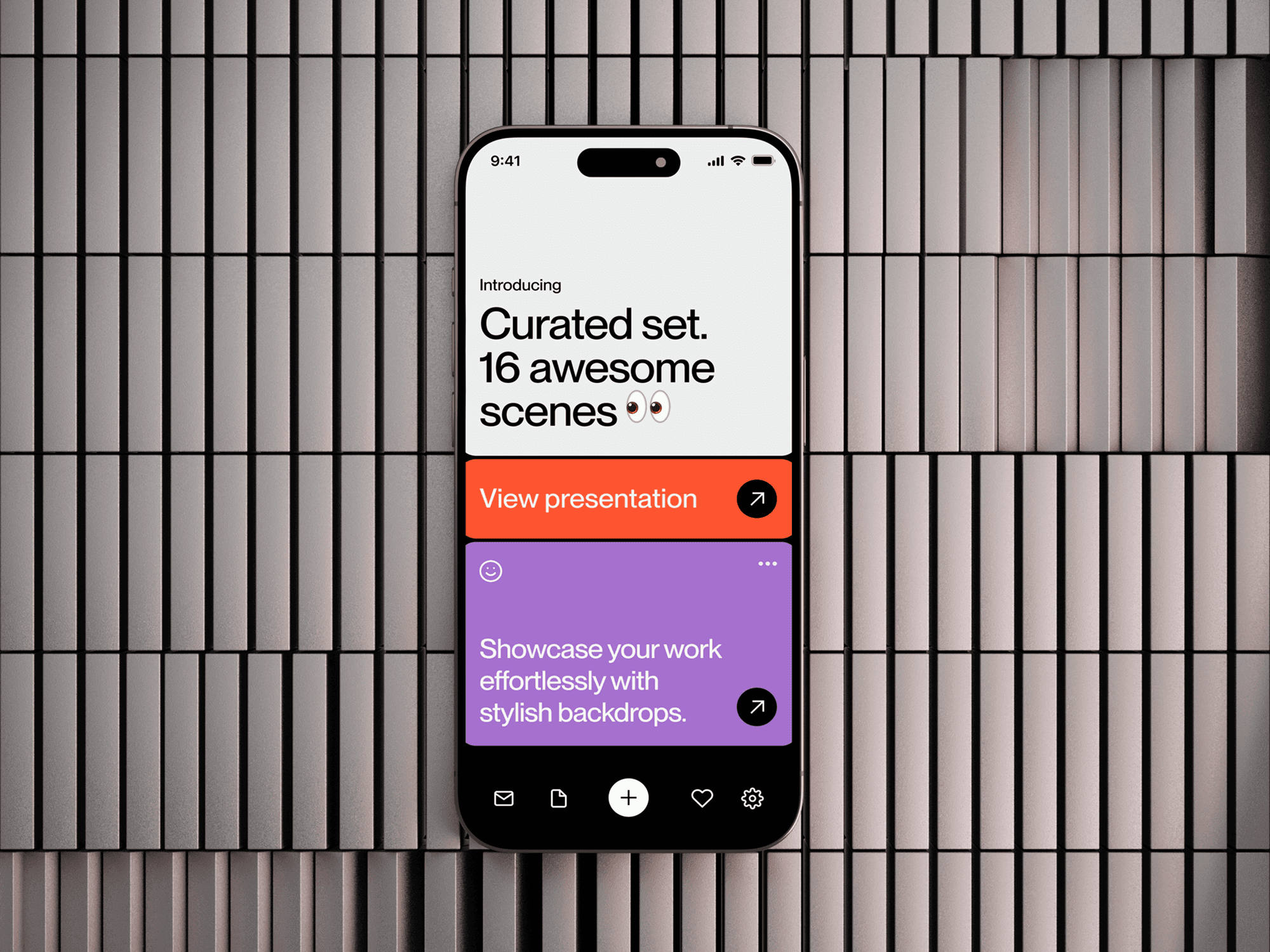 Minimal iPhone 15 Pro mockup with modern panel background