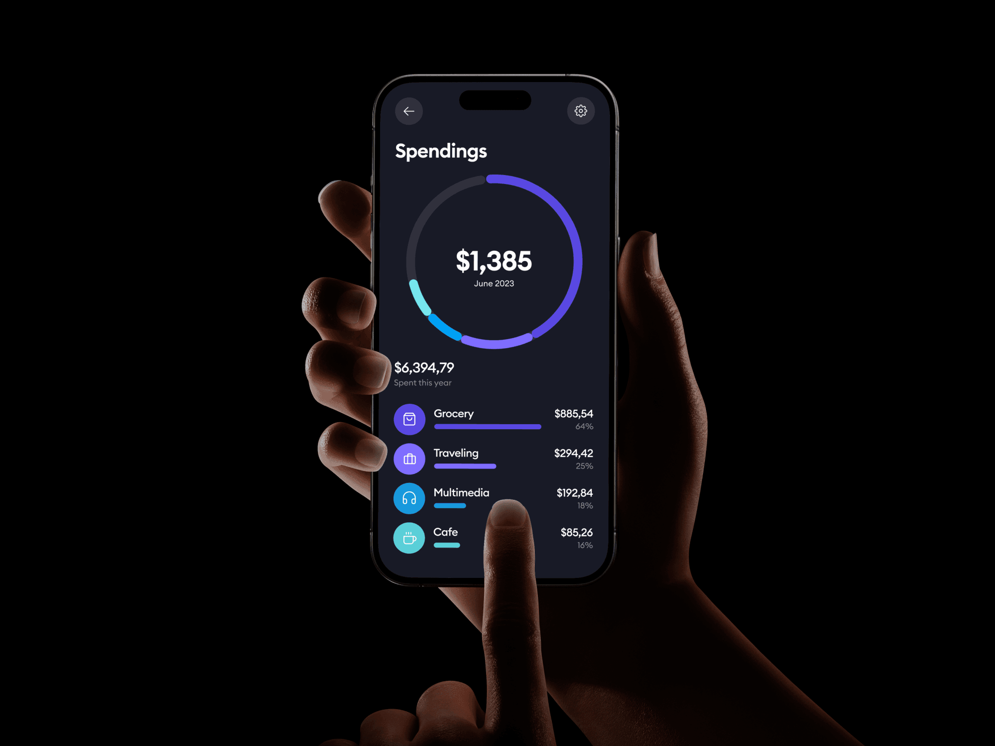 Smartphone held in one hand, slightly tilted