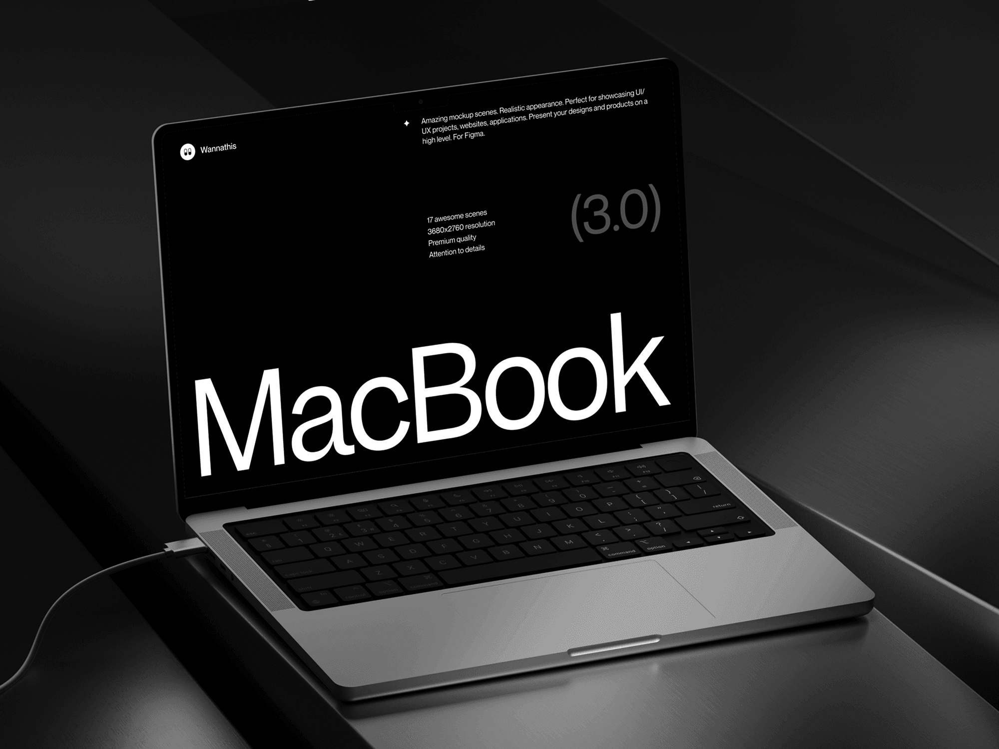 MacBook Pro mockup on a structured metal surface