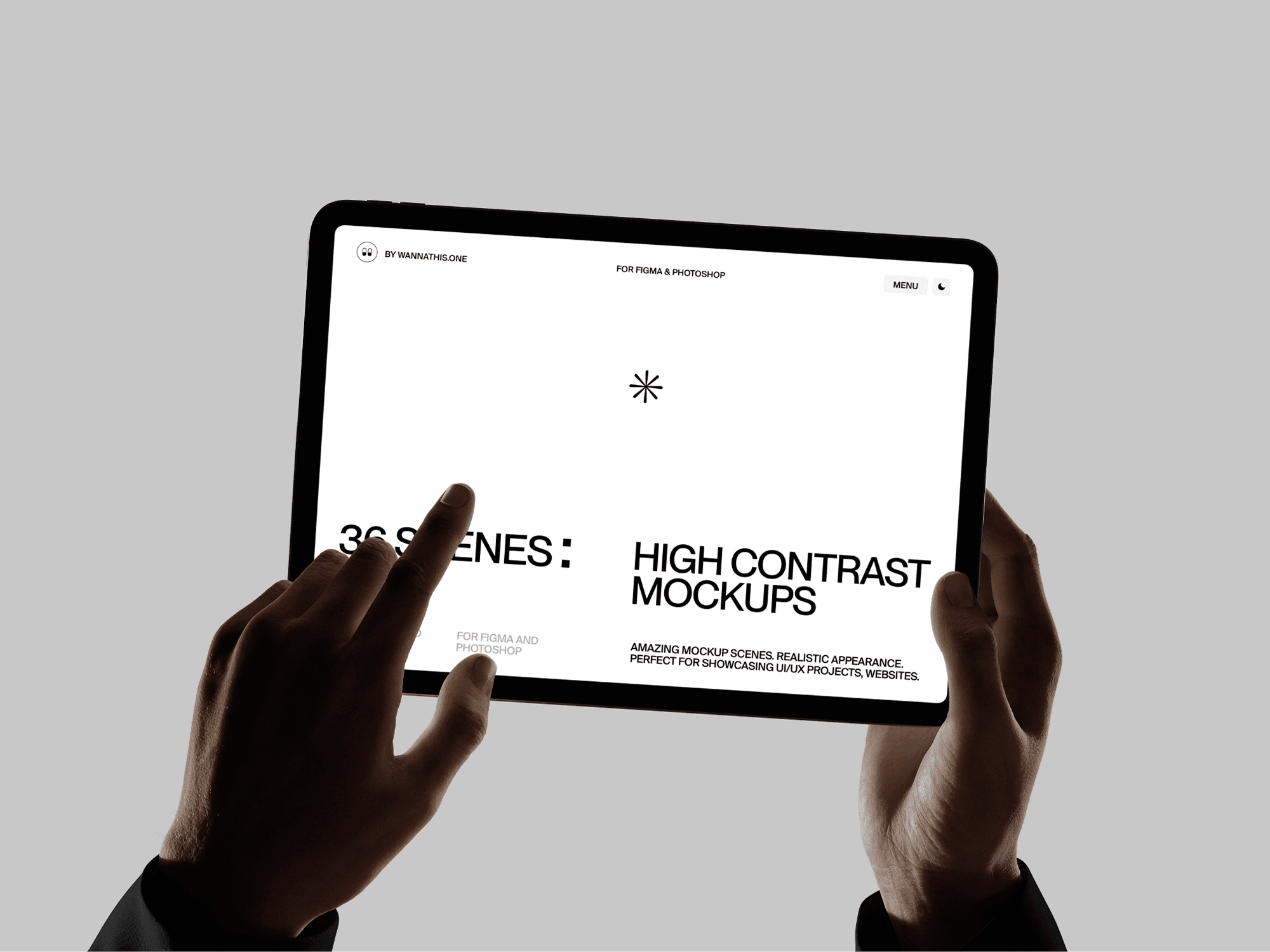 Hand interacting with iPad using a stylus, light theme background