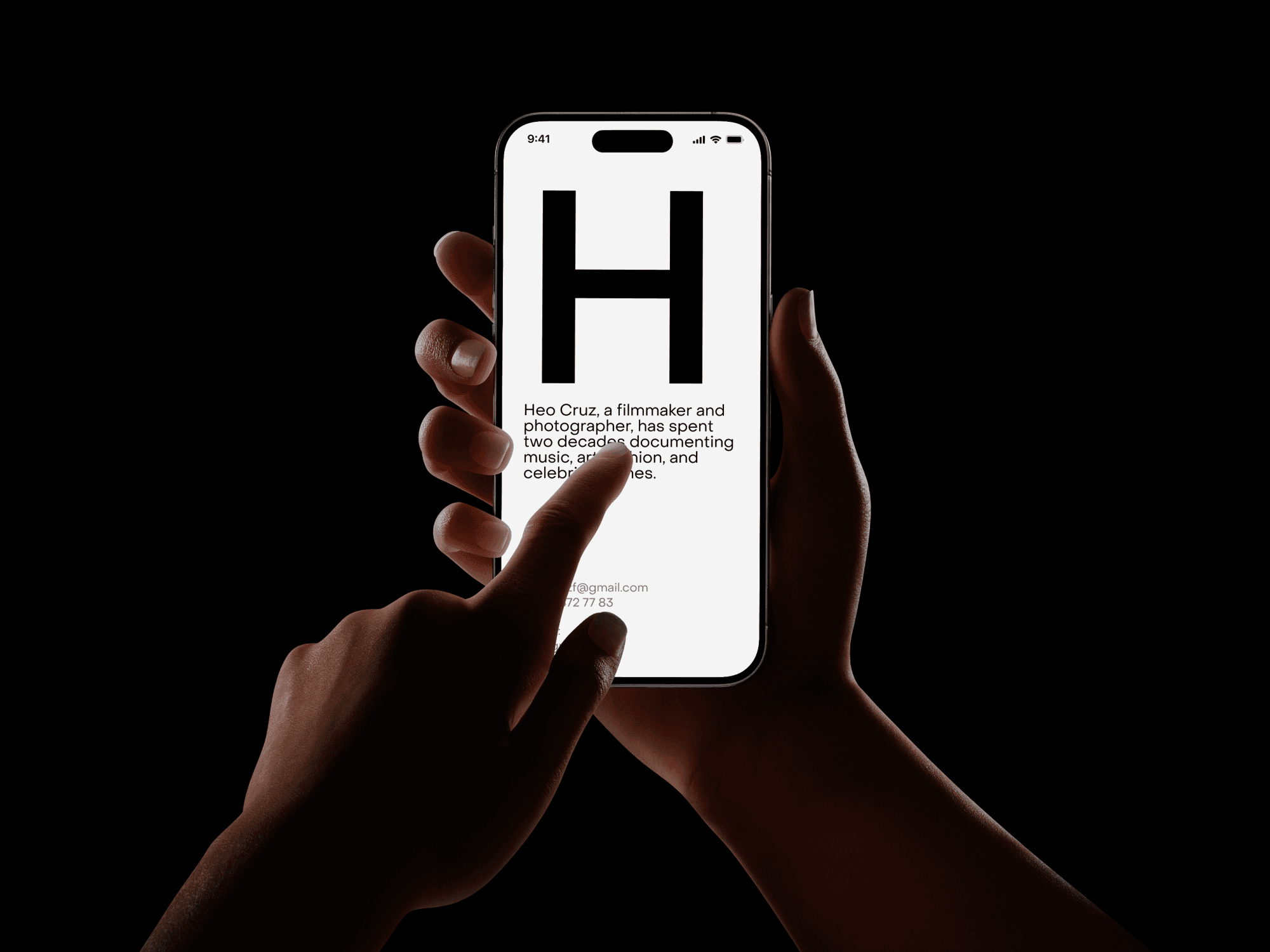 Close-up of a hand interacting with a smartphone screen, finger touching the display