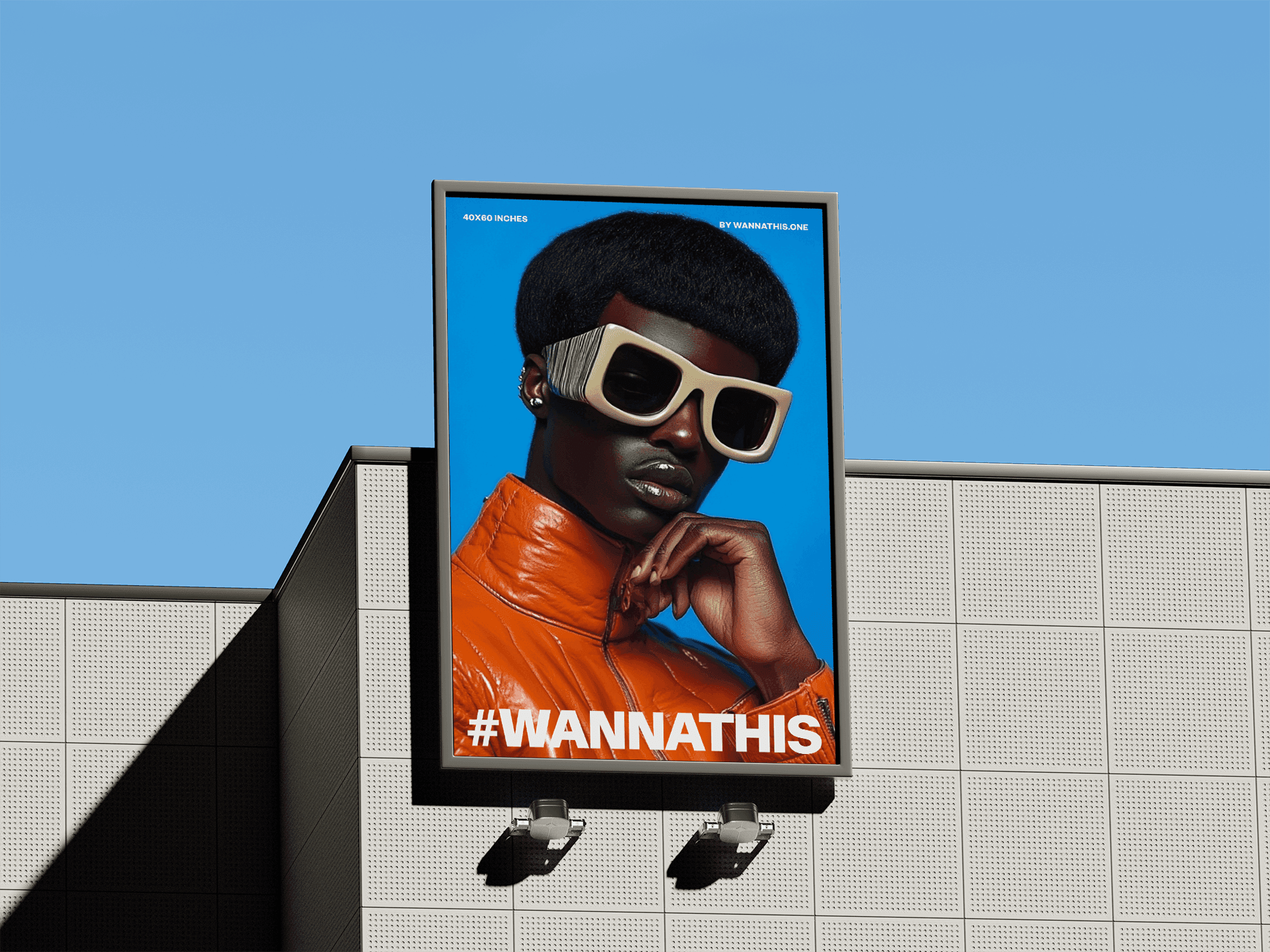 Outdoor billboard mockup on a modern building with bright advertisement