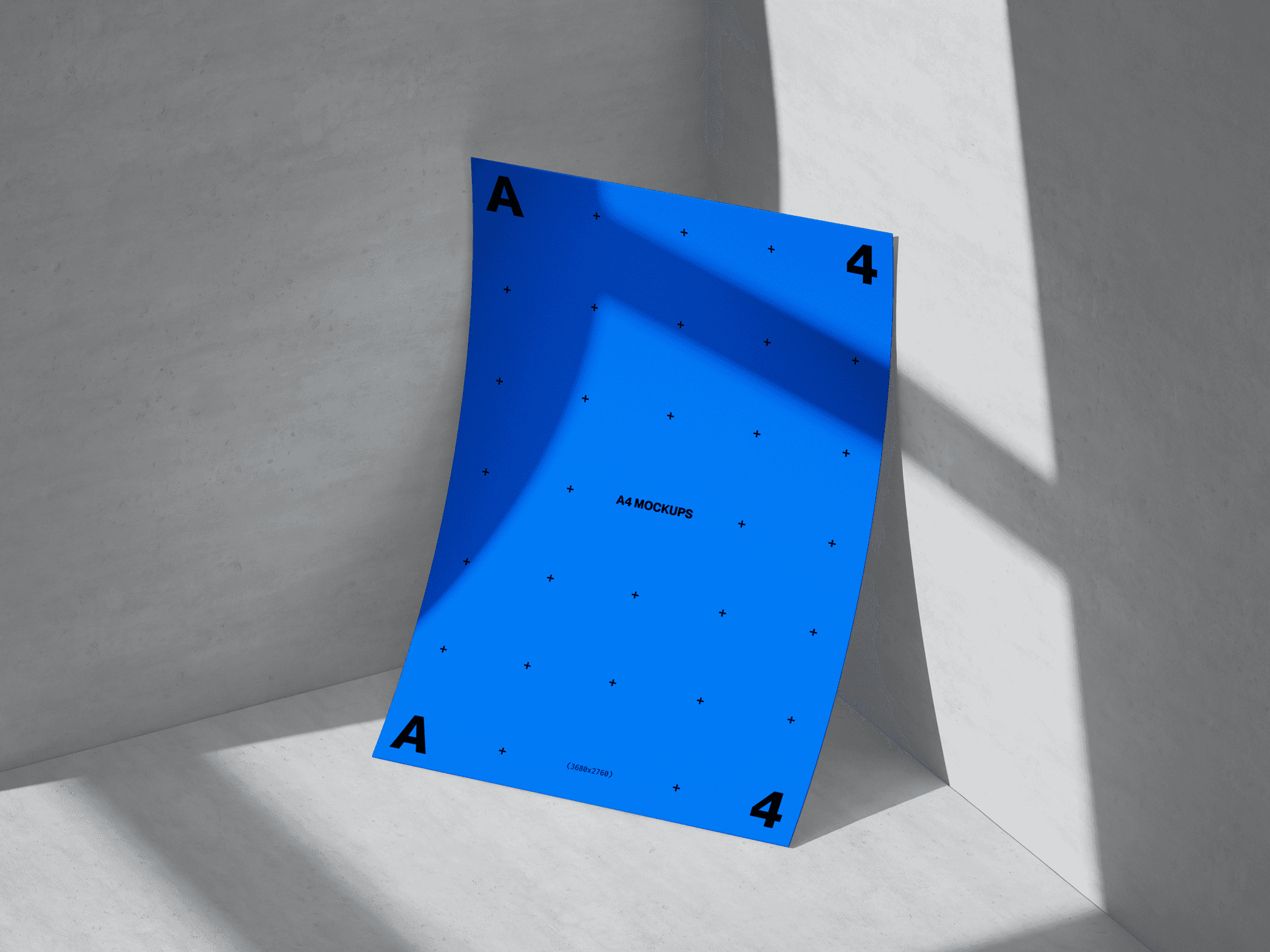 A4 Paper Mockup Leaning on Concrete with Shadows