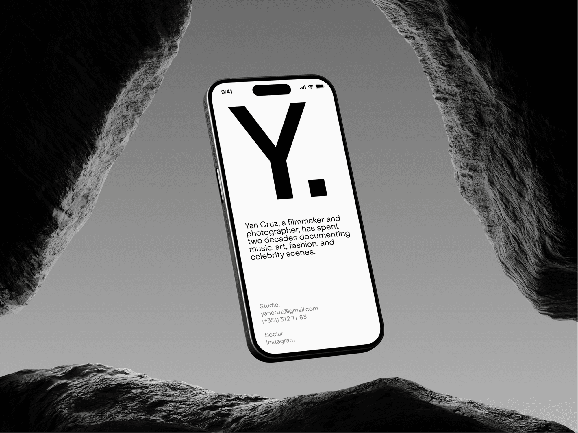 Floating iPhone 15 Pro mockup with a modern design