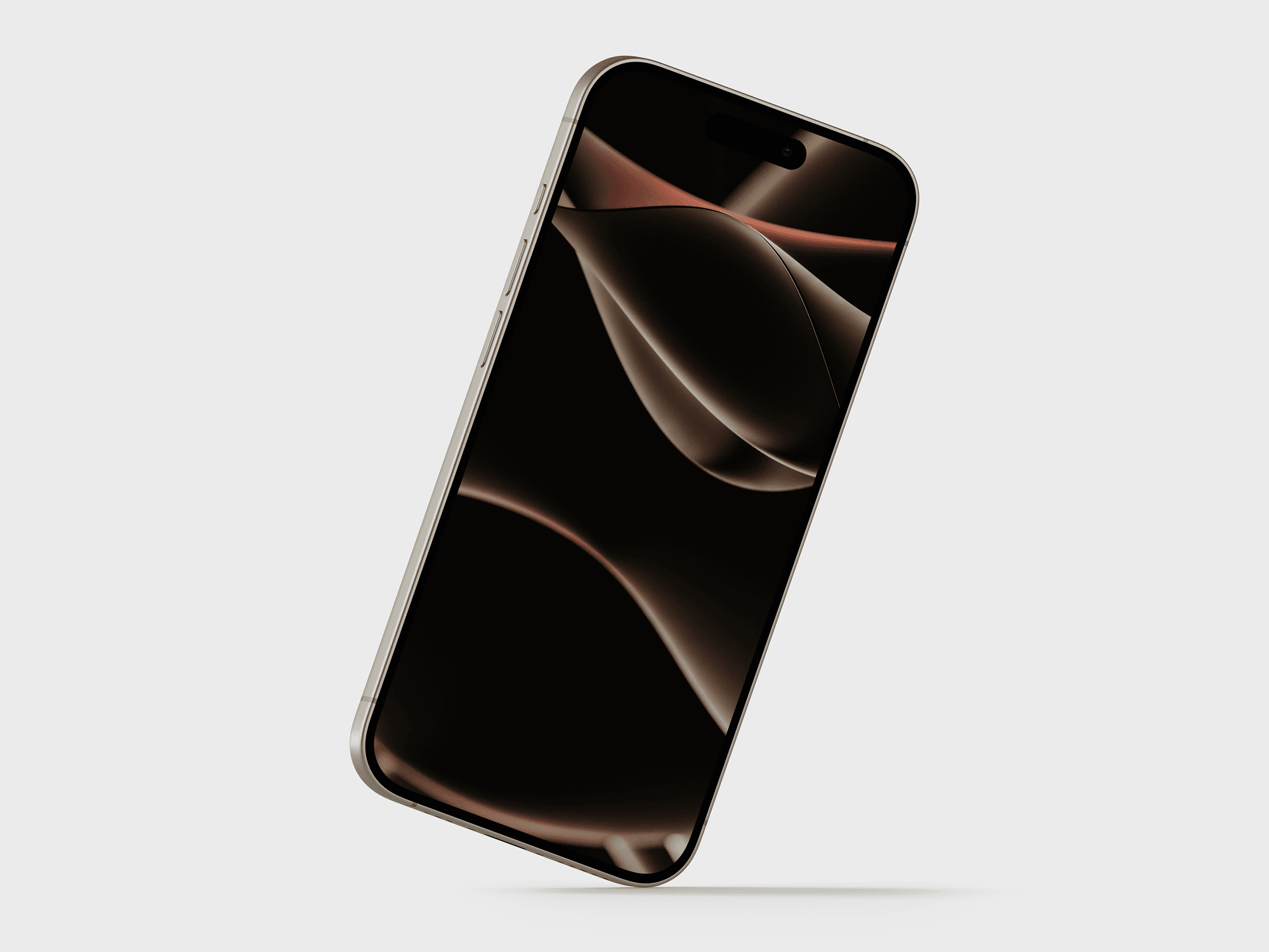 Dual perspective view of iPhone 15 Pro mockup, capturing its luxurious finish