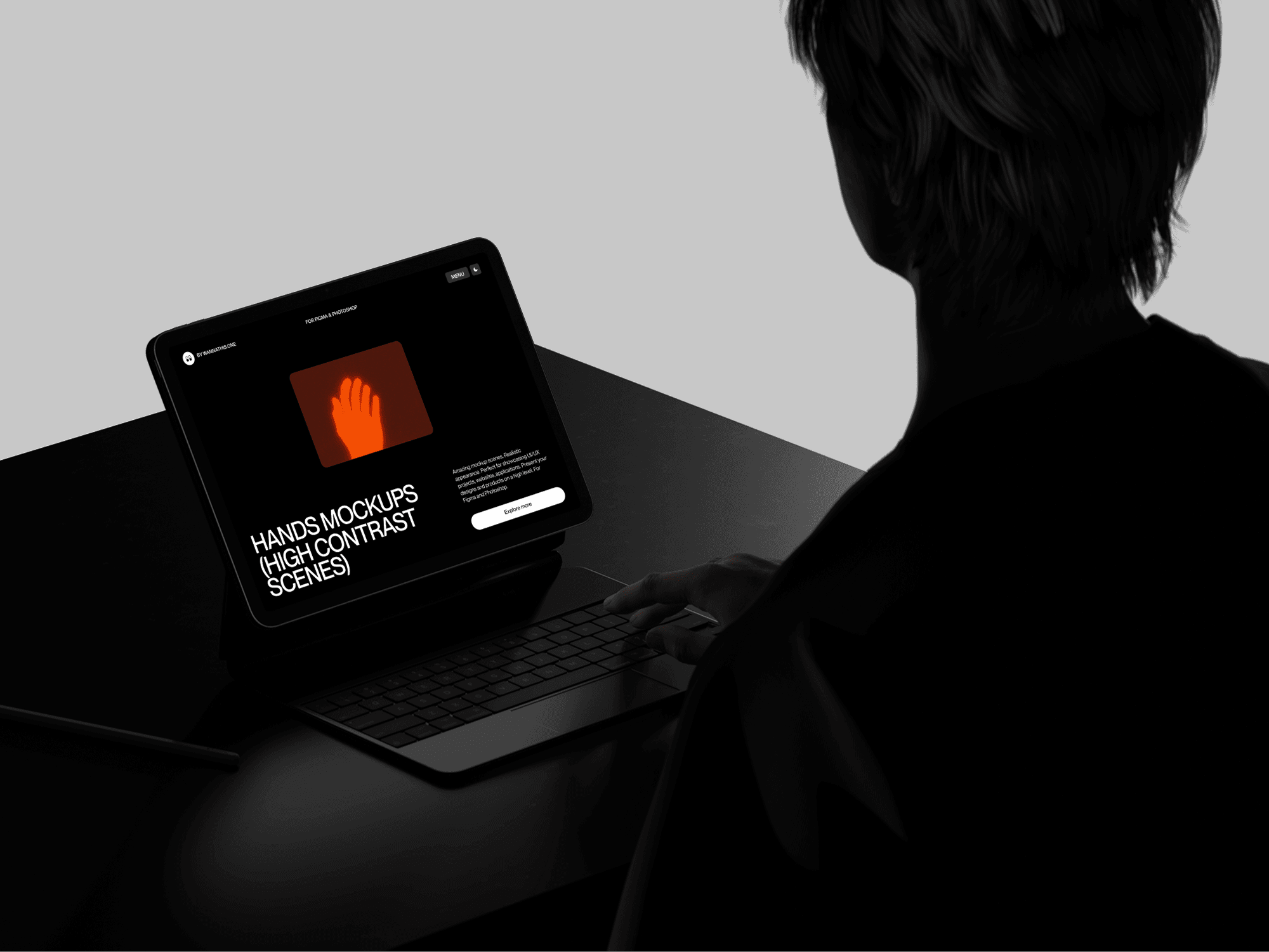 iPad on desk with a minimal setup and light environment