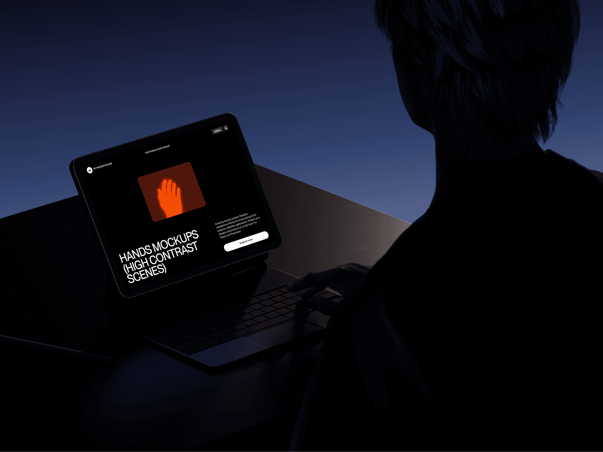 iPad on desk with a minimal setup and color environment