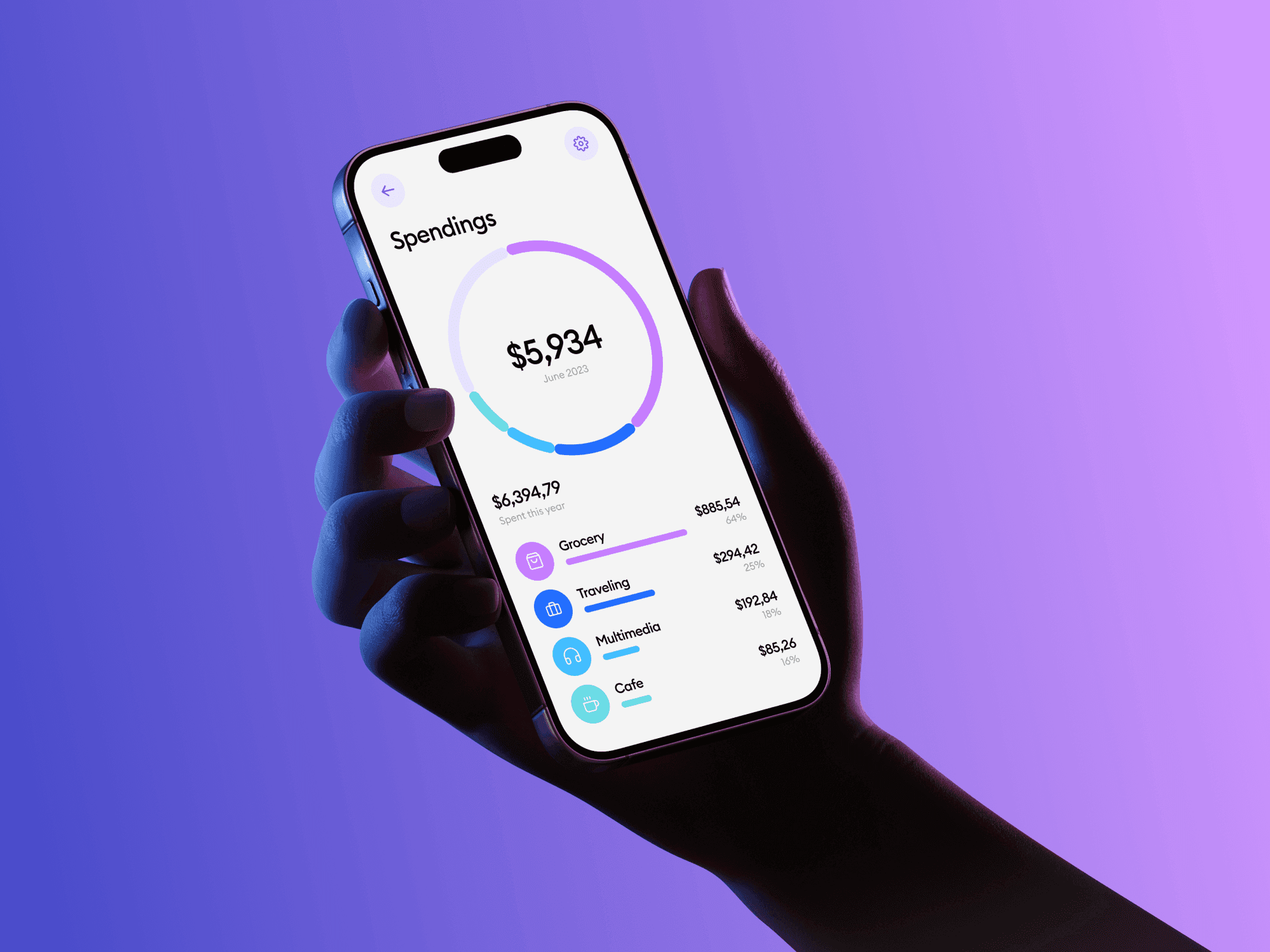 A smartphone held at an angle against a dark background, fingers gripping the device