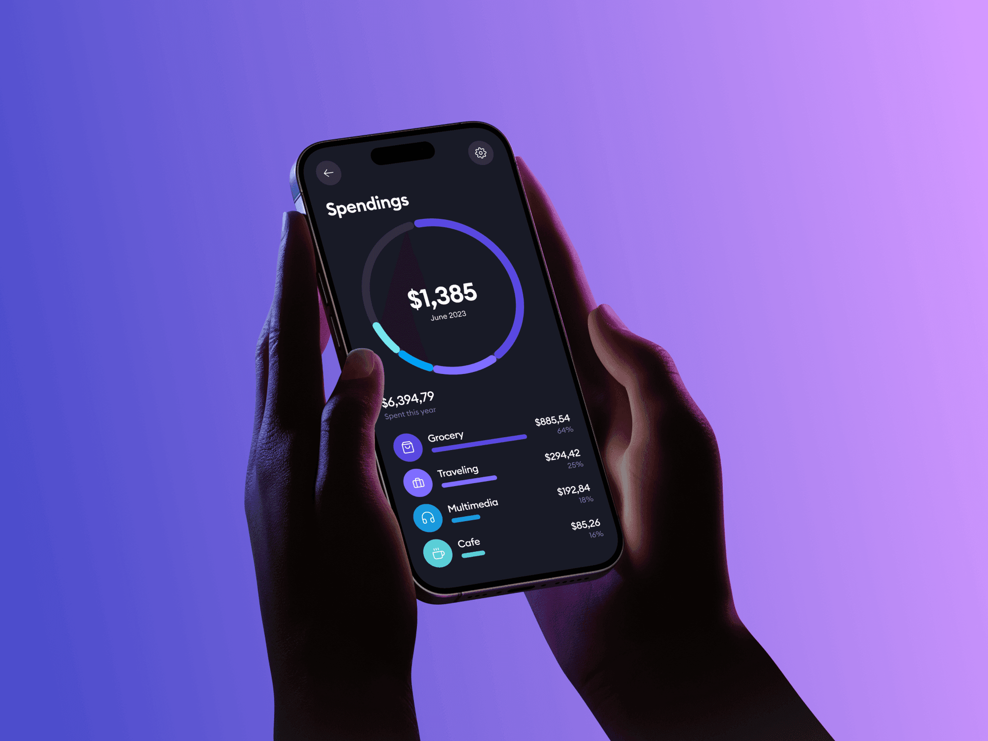 Smartphone held in portrait mode with a focus on the hand’s grip