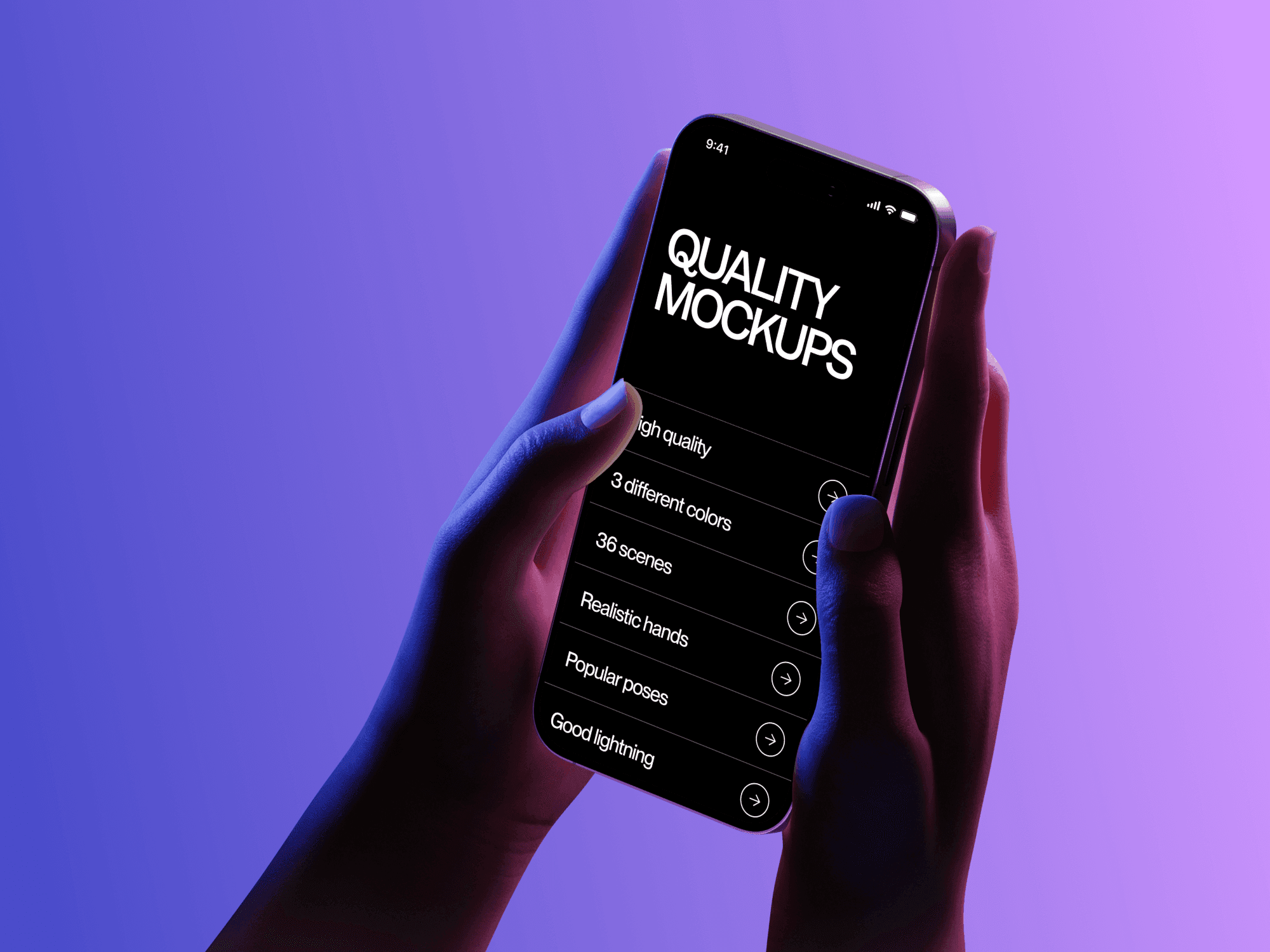 Two hands gripping a smartphone in a natural position against a black backdrop