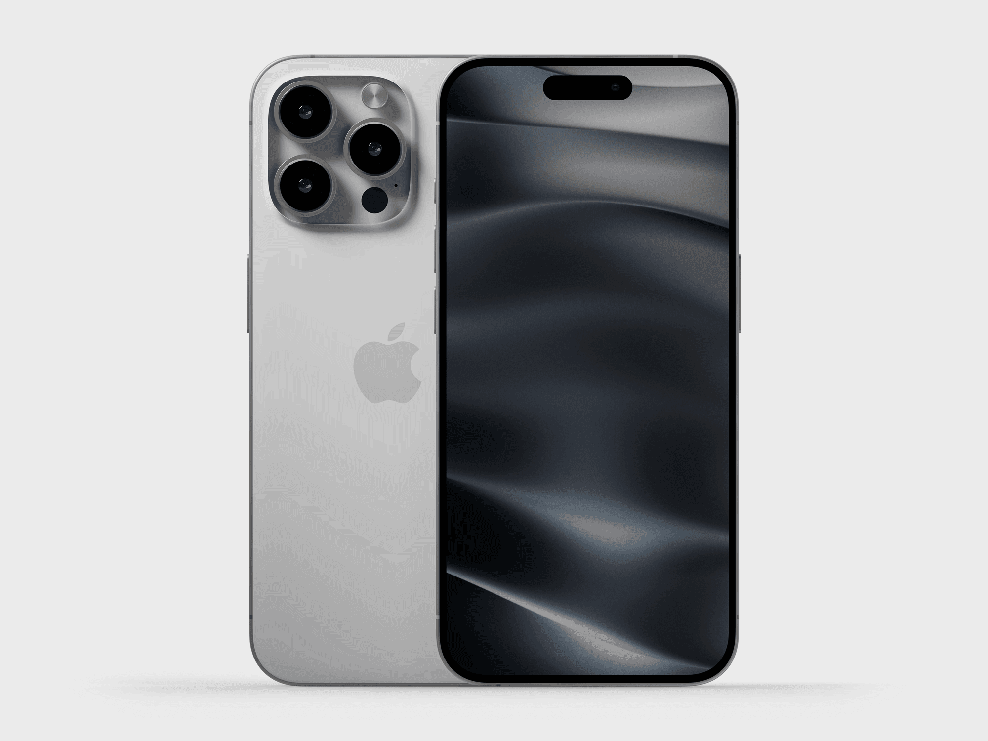 iPhone 15 Pro standing vertically with a sharp display