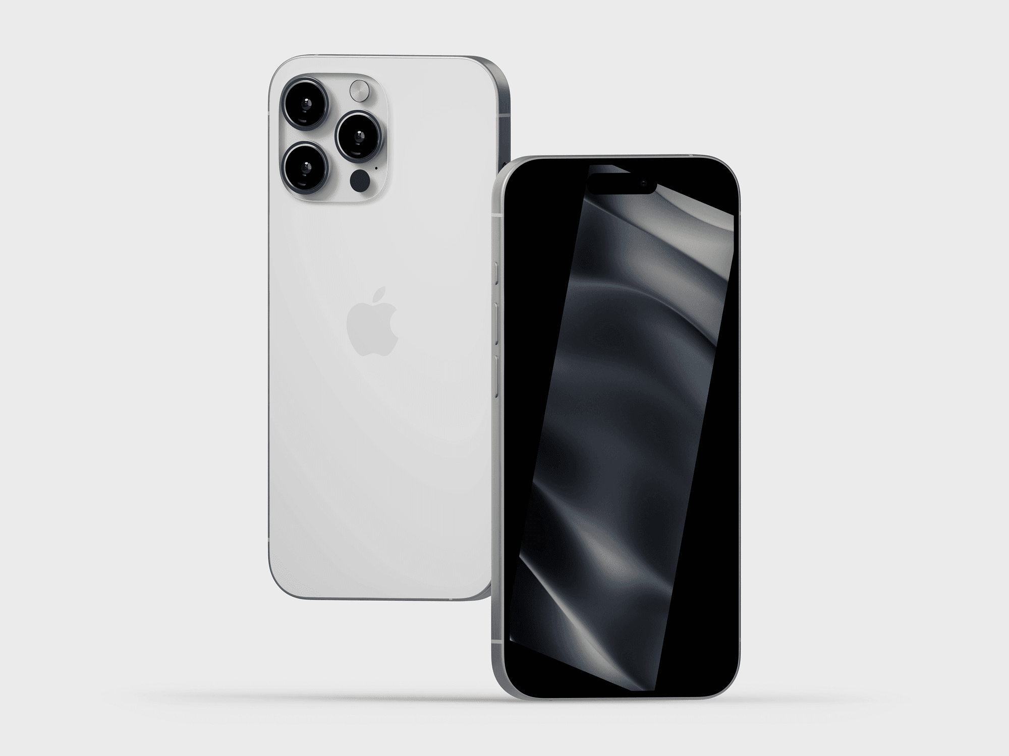 Levitating iPhone 15 Pro with a dark metallic body