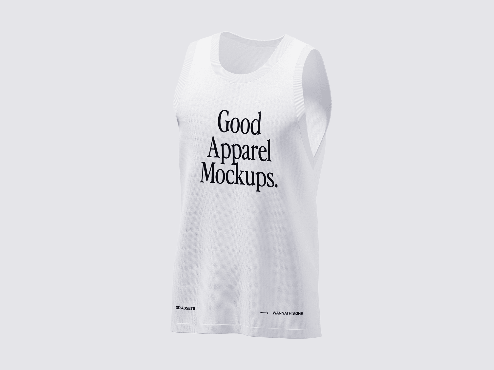 A white sleeveless tank top mockup displayed against a light background.