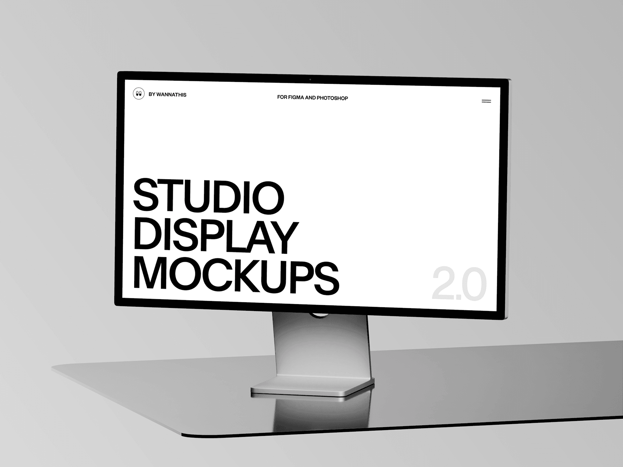 Studio Display mockup on reflective surface