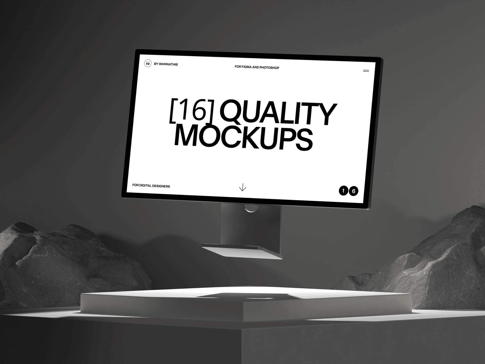 Studio Display mockup with floating effect