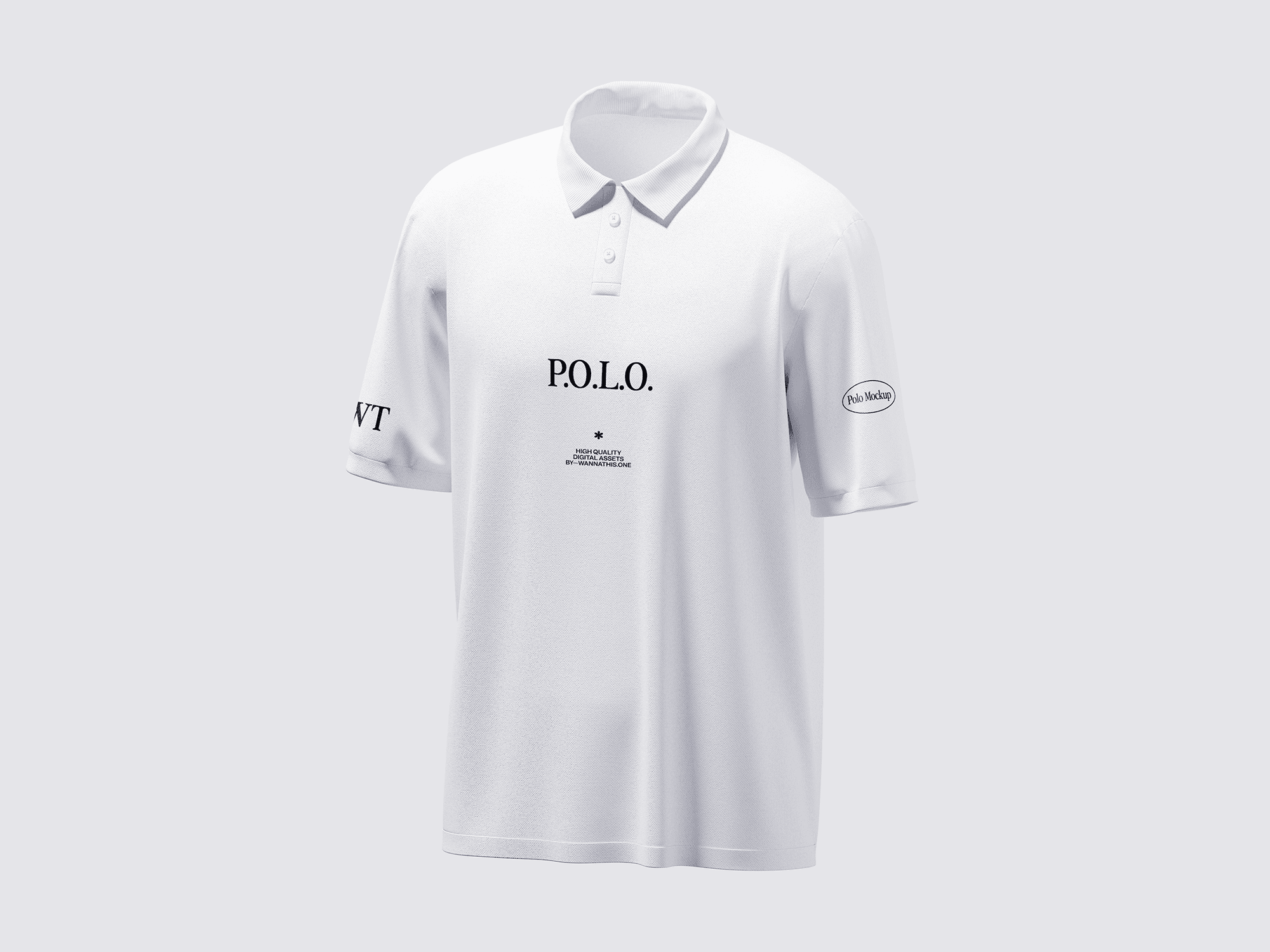 A white polo shirt mockup displayed against a light background.