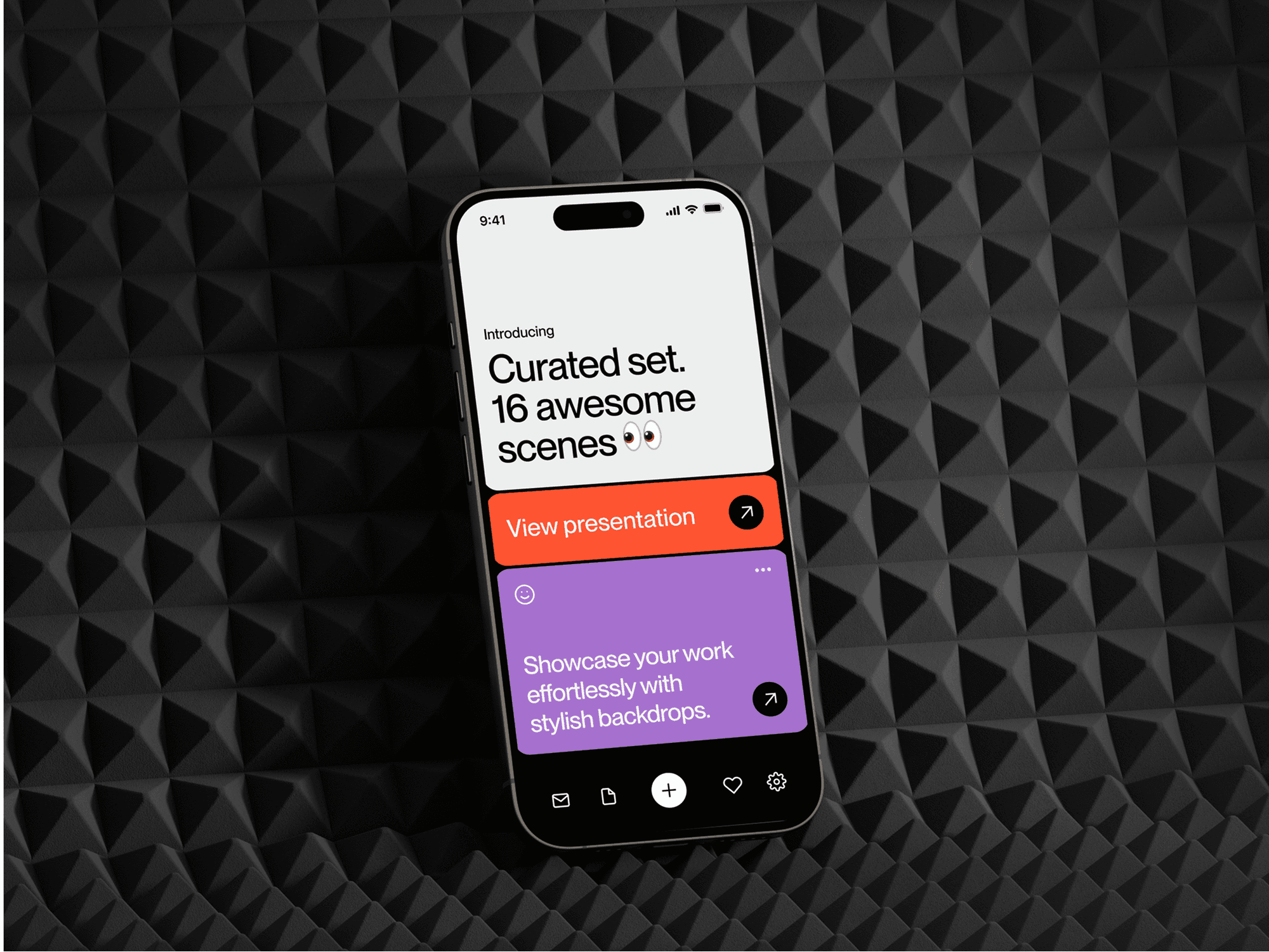 iPhone 15 Pro mockup on an abstract geometric background