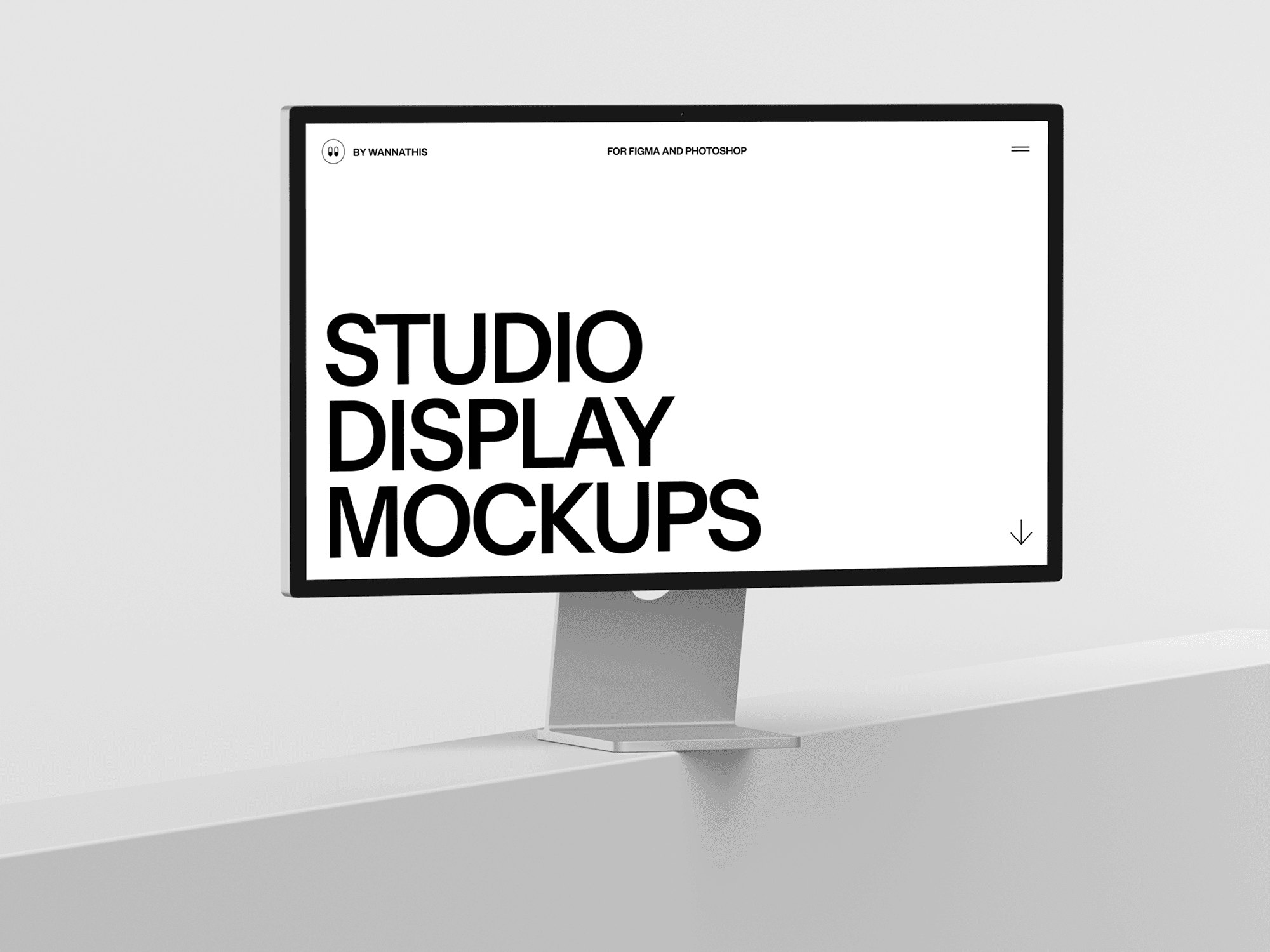 Minimalist Studio Display mockup with clean layout
