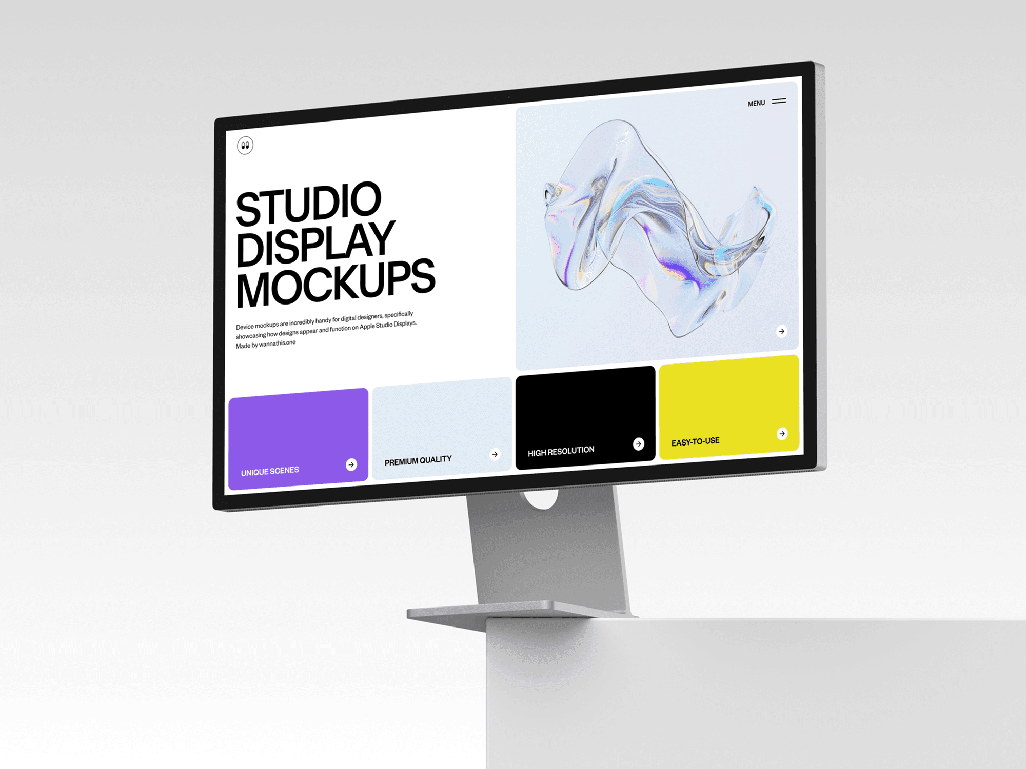 Studio Display mockup with futuristic elements